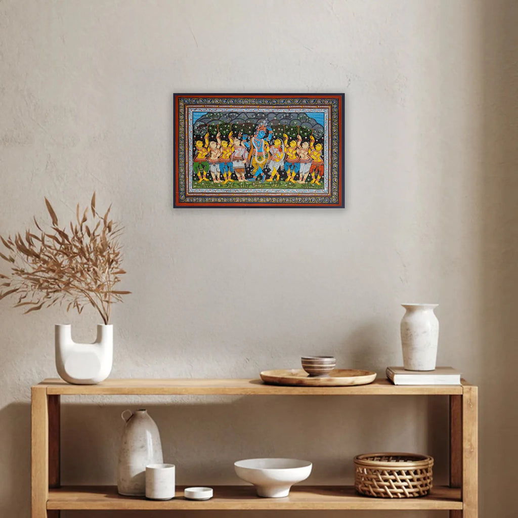 Orissa Pattachitra - Govardhan Leela of Krishna