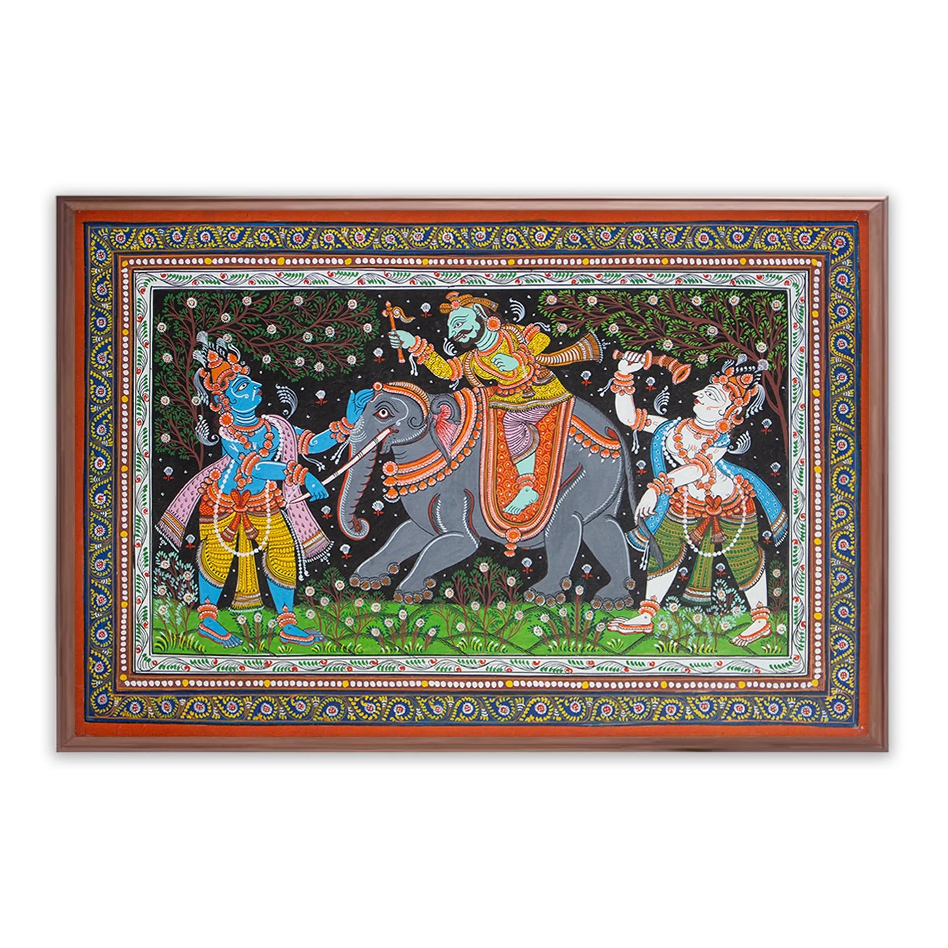 Orissa Pattachitra - Krishna Balram war with elephnat