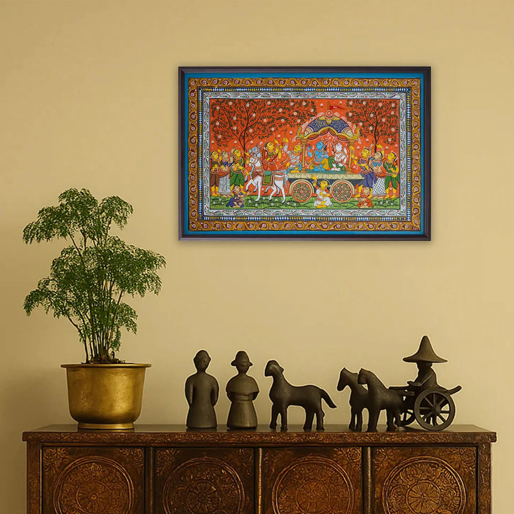 Orissa Pattachitra - Krishna Balram Processing travelling to Mathura