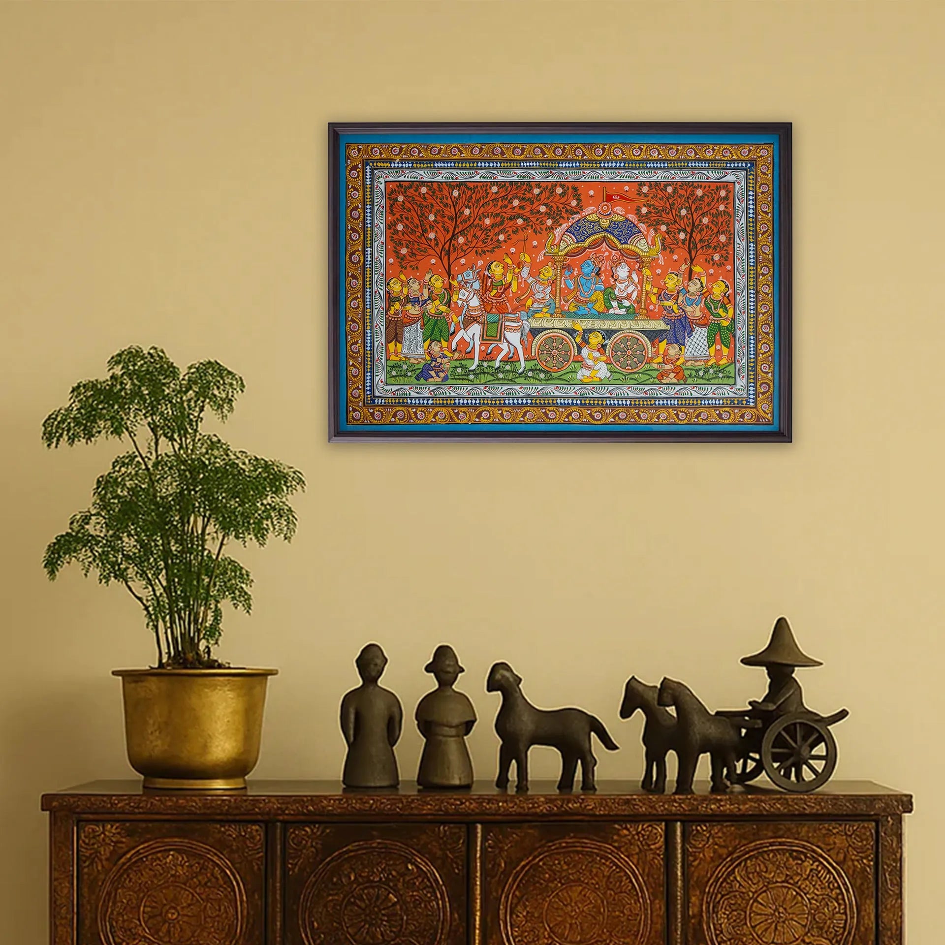 Orissa Pattachitra - Krishna Balram Processing travelling to Mathura