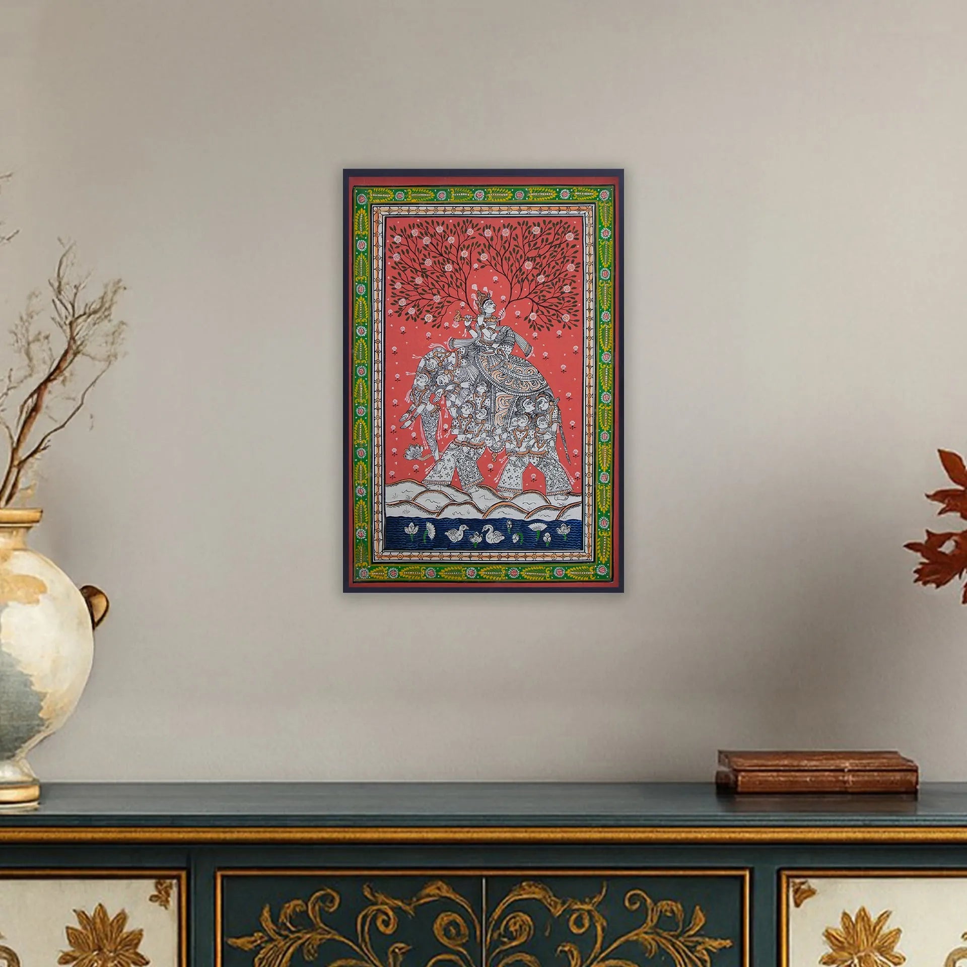 Orissa Pattachitra - Kandarp haathi and krishna leela