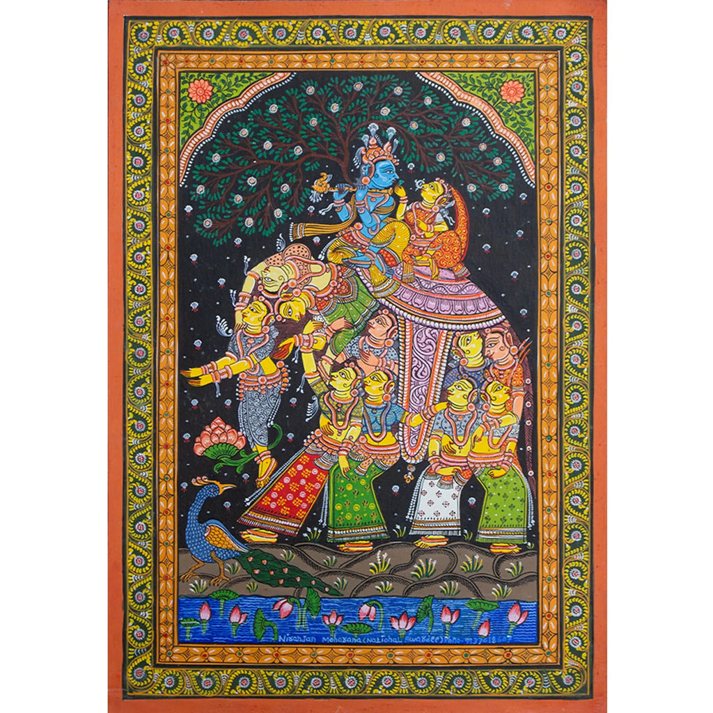 Orissa Pattachitra - Kandarp haathi and krishna leela