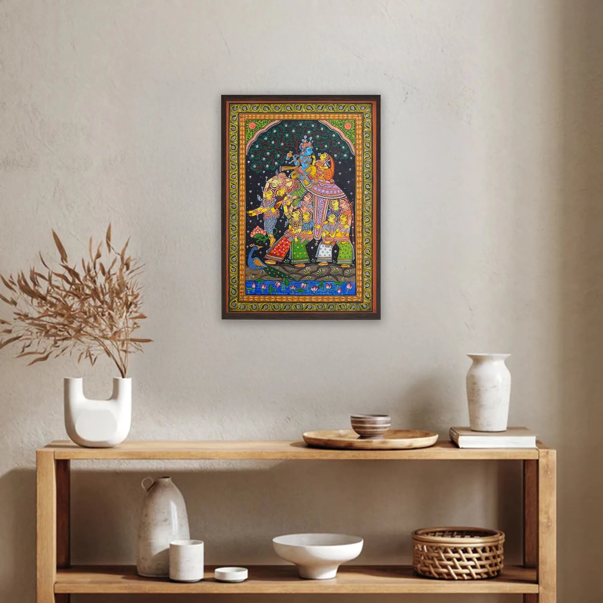 Orissa Pattachitra - Kandarp haathi and krishna leela