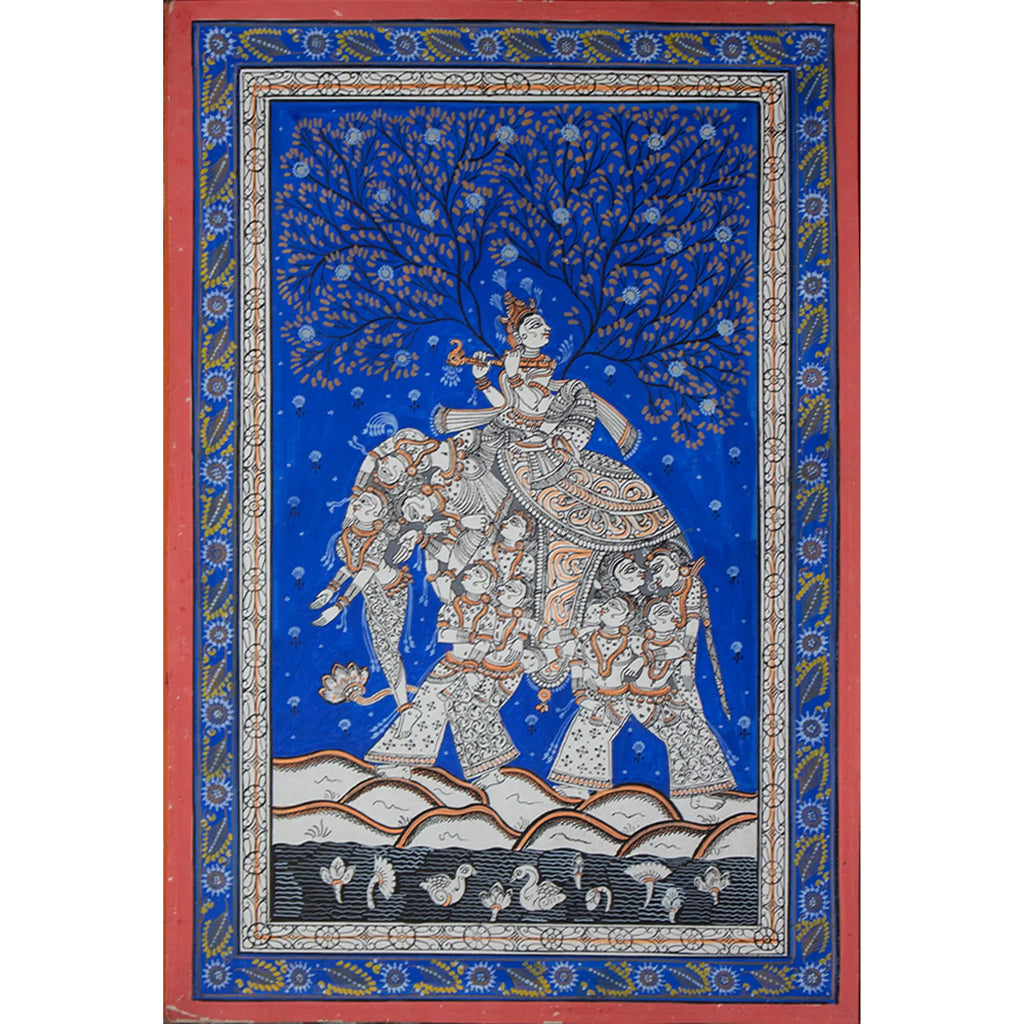 Orissa Pattachitra - Kandarp haathi and krishna leela