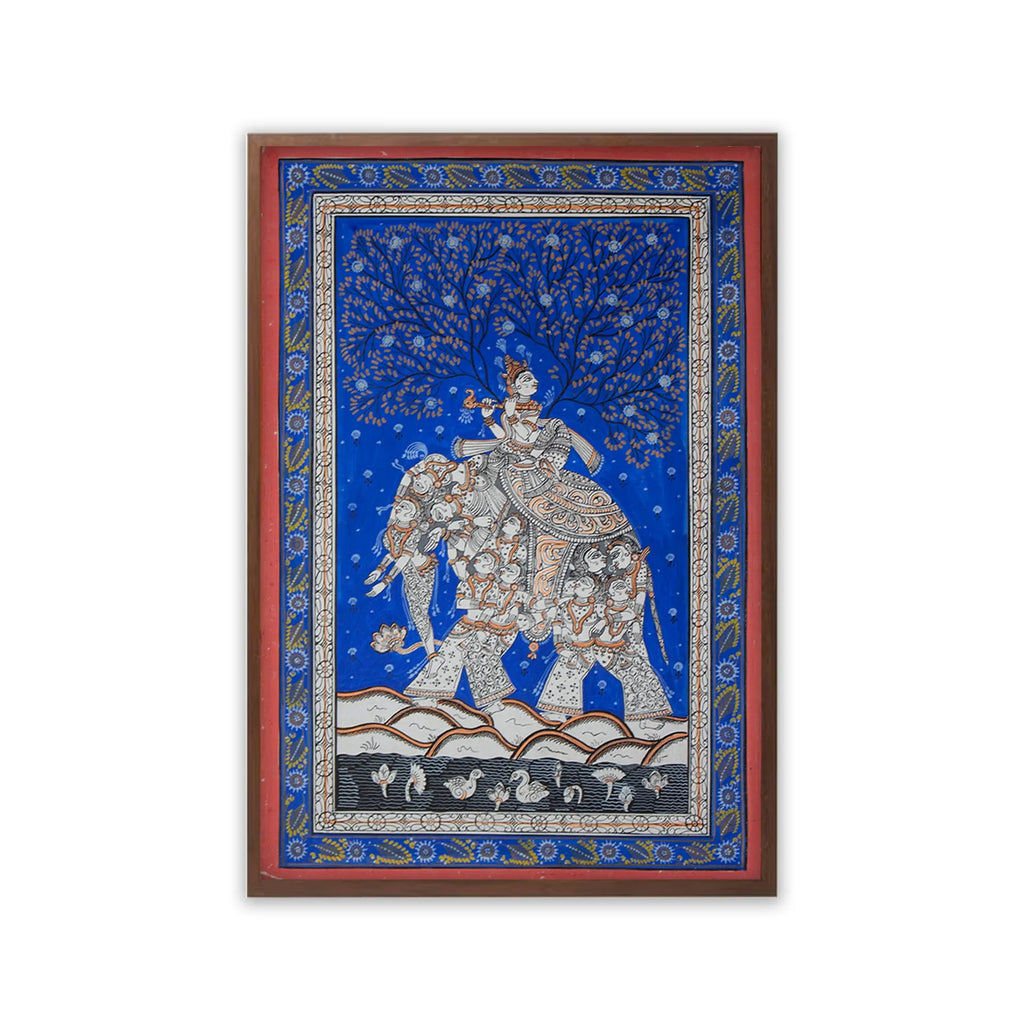 Orissa Pattachitra - Kandarp haathi and krishna leela