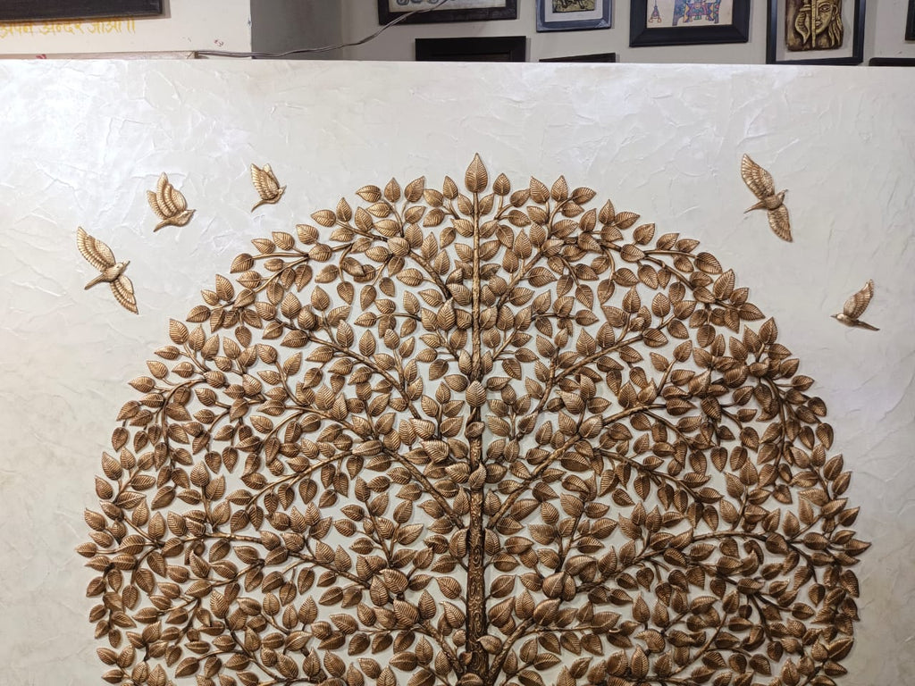 Stone Dust Painting – Tree of Life with Birds