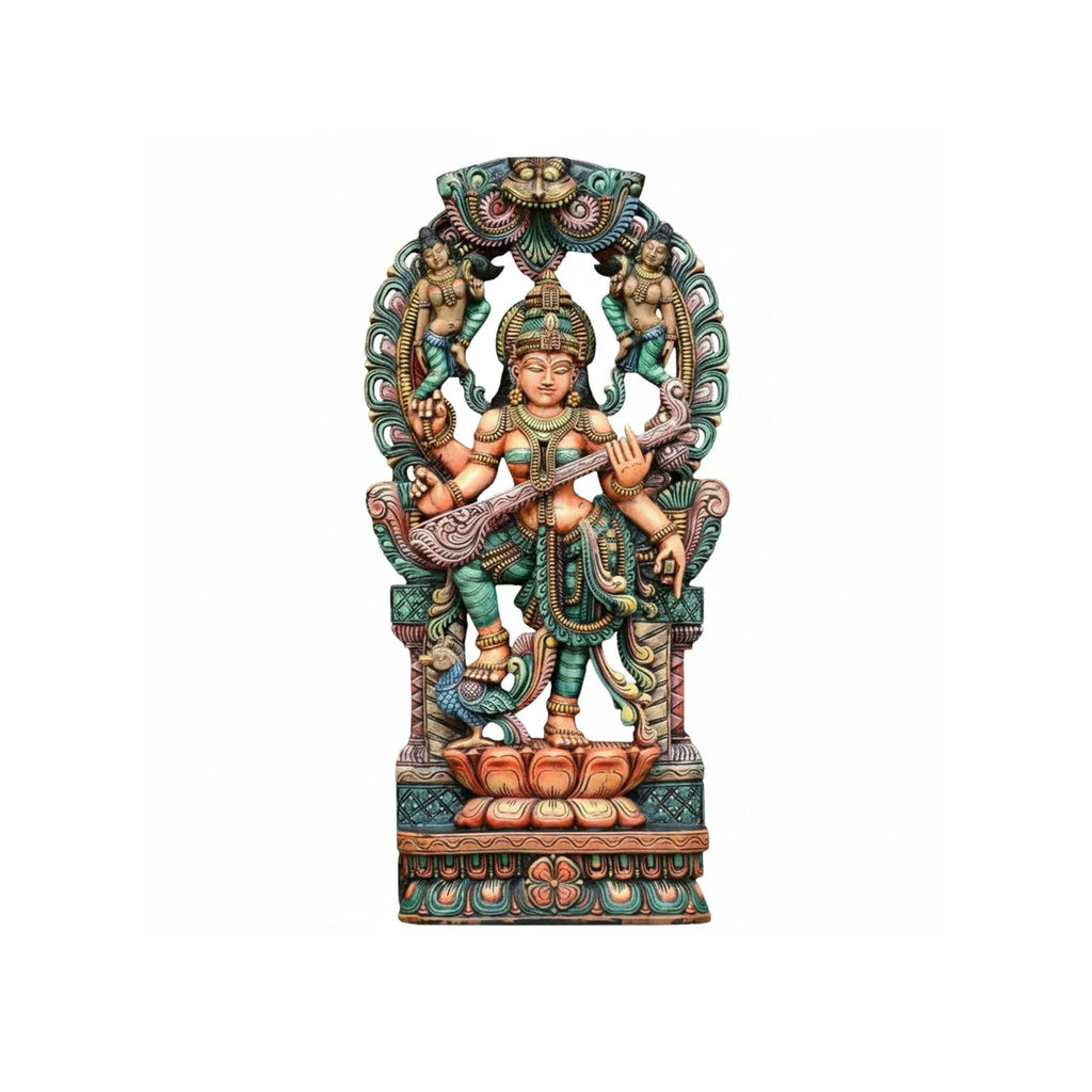 Wood sculpture Madhavamala - Saraswati