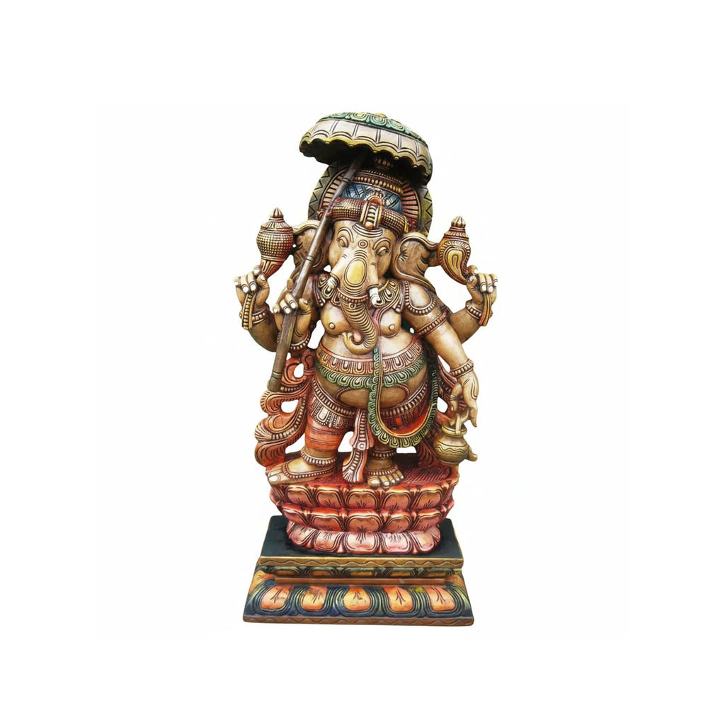Wood sculpture Madhavamala - Ganesha with Umbrella