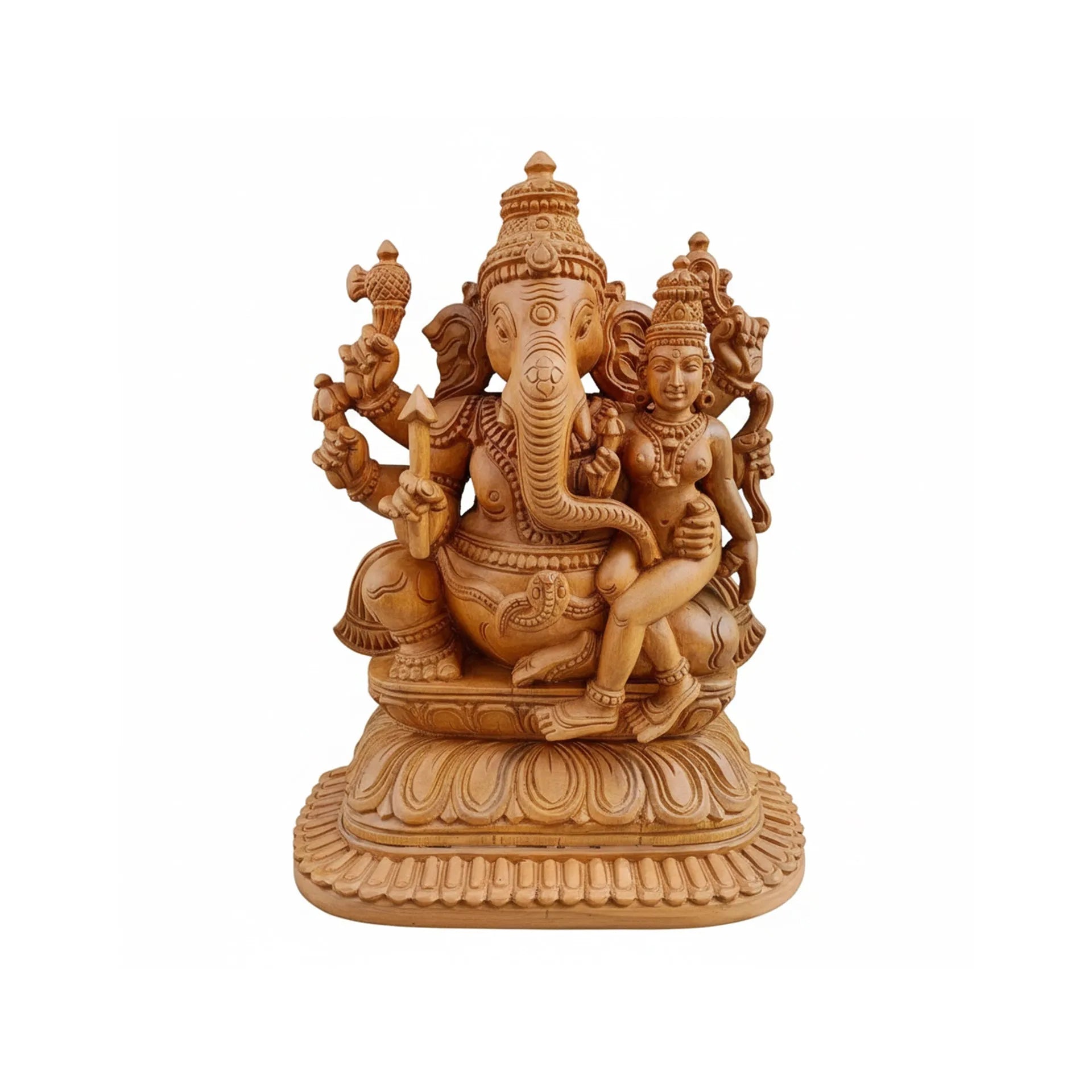 Wood sculpture Madhomala - Laxmi Ganpati
