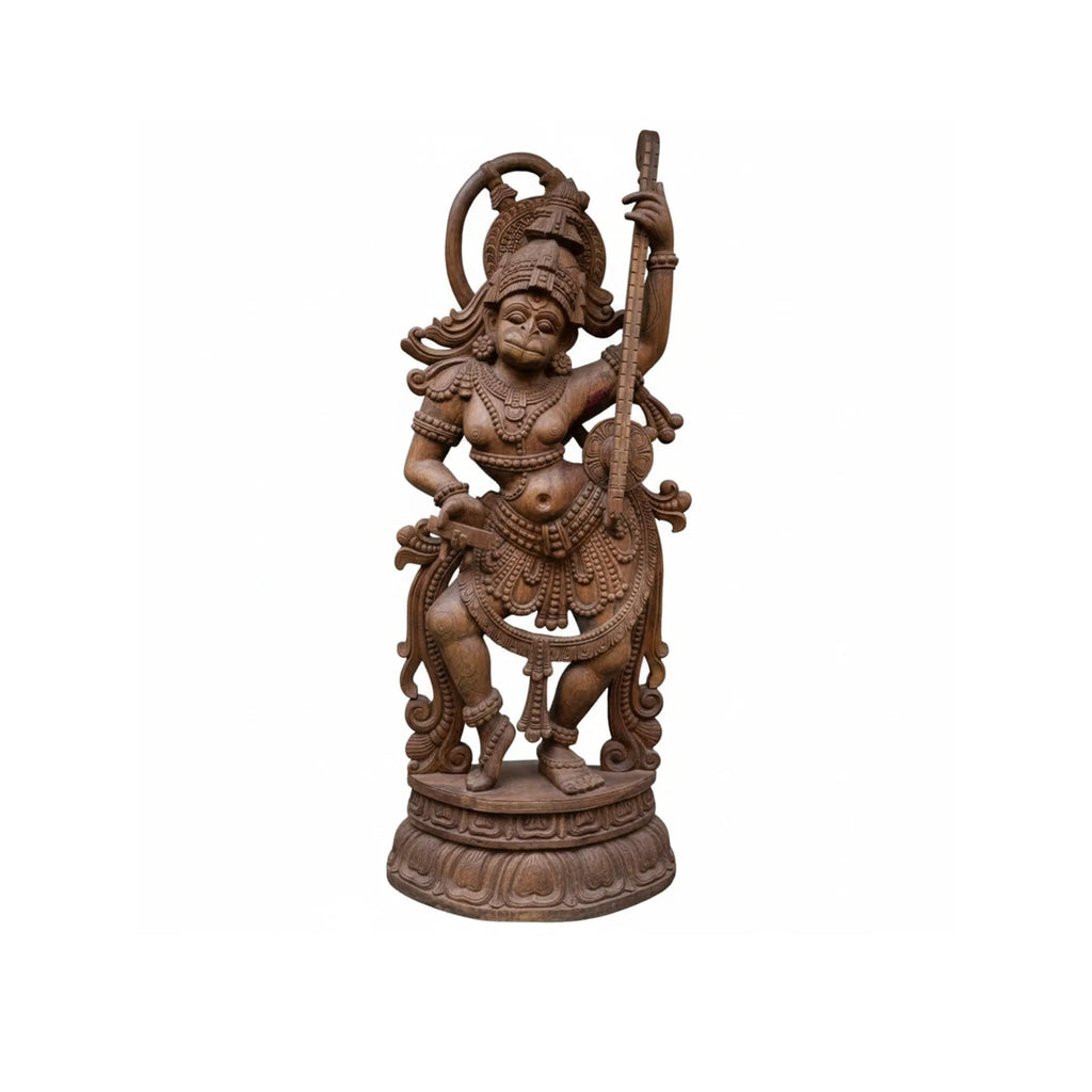 Wood sculpture Madhavamala - Hanuman Playing Music