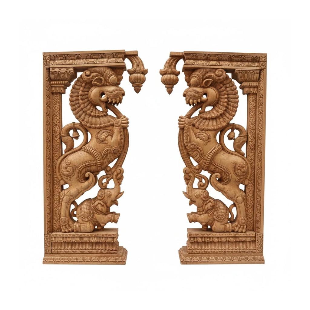 Wood sculpture Madhavamala - Allie Elephant Set of Two