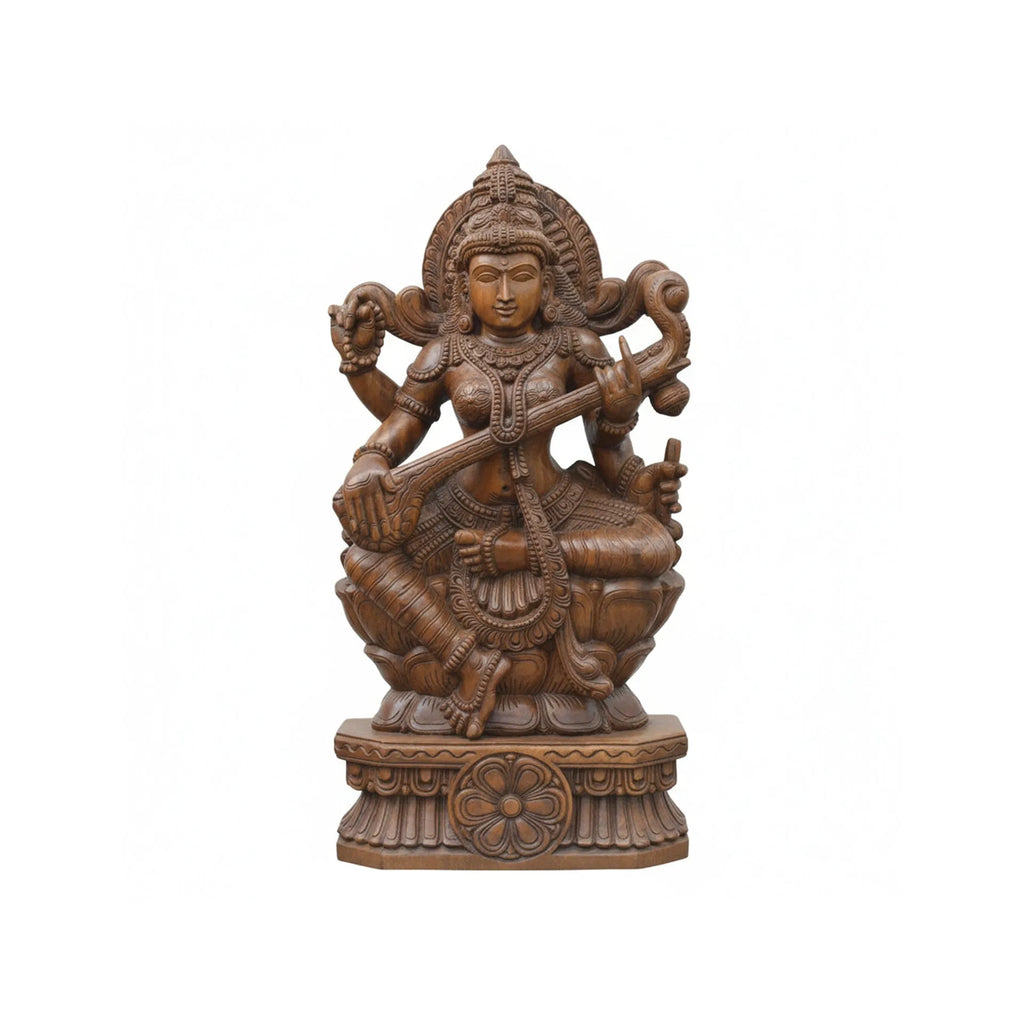 Wood sculpture Madhavamala - Saraswati
