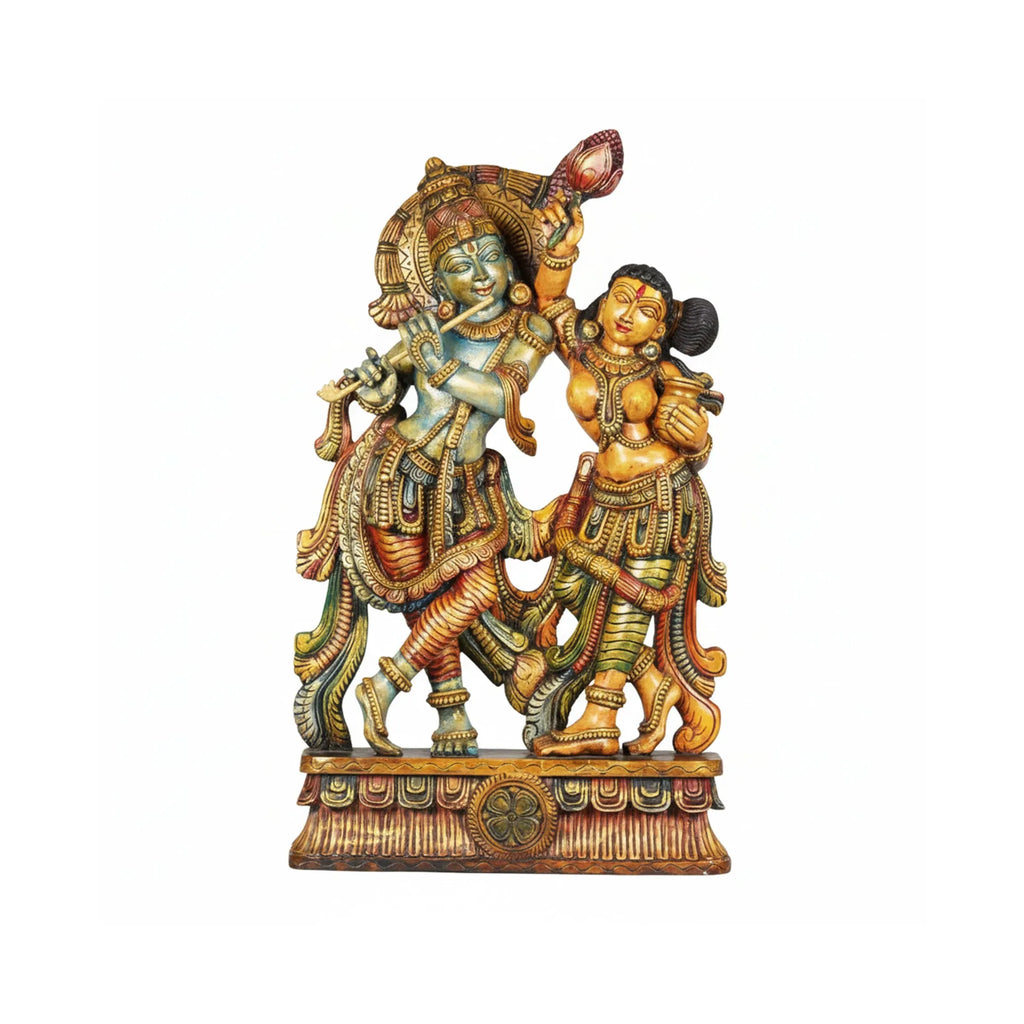 Wood sculpture Madhavamala - Radha Krishna