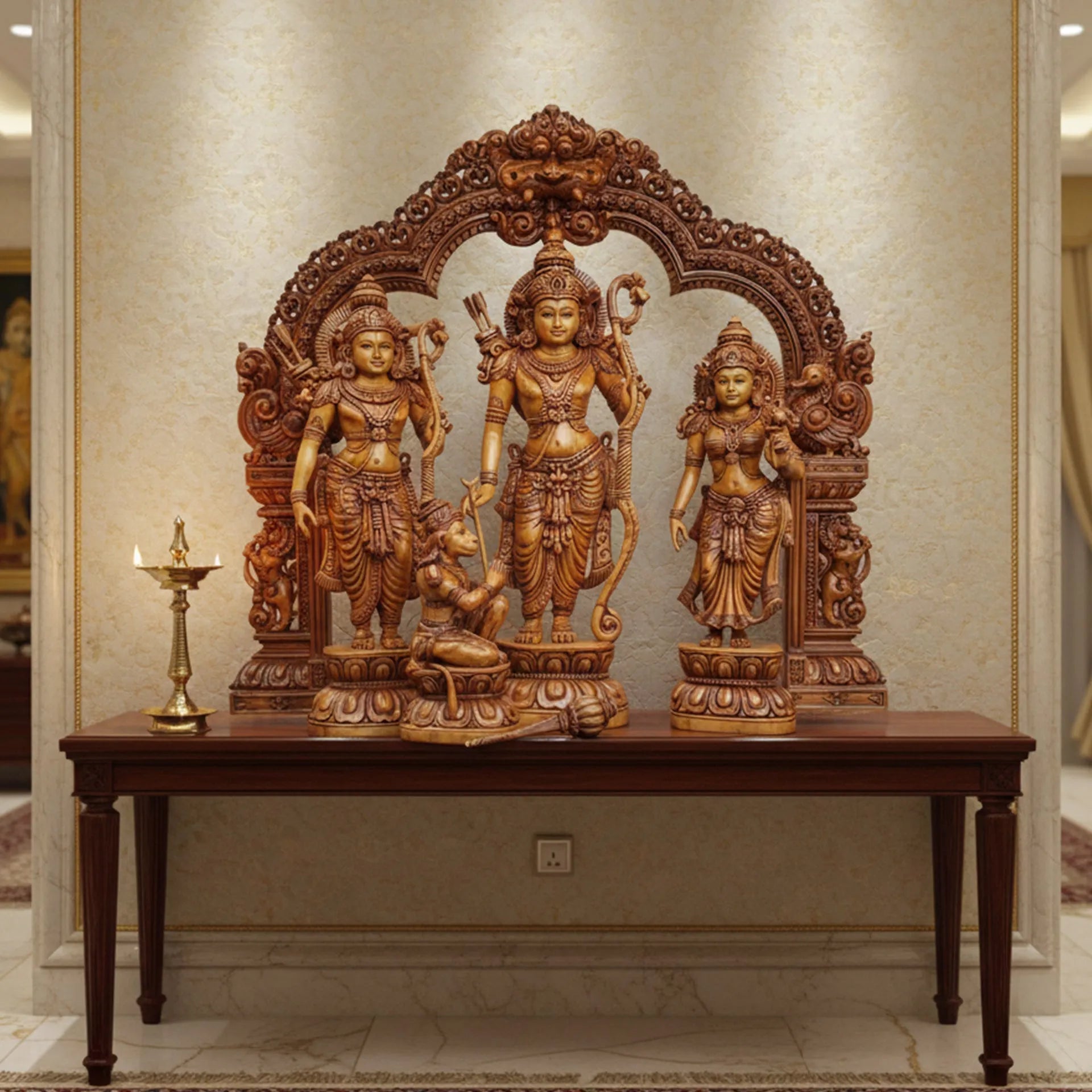 Wood sculpture Madhavamala - Ram Darbar
