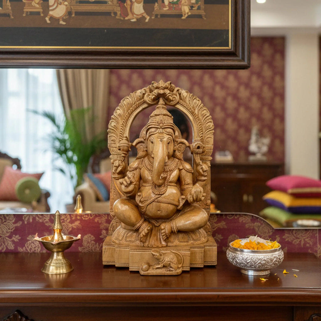 Wood sculpture Madhavamala - Ganesha
