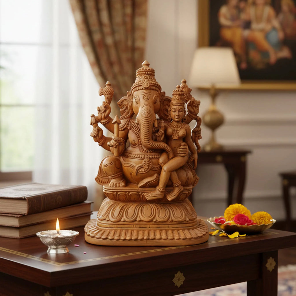 Wood sculpture Madhavamala - Laxmi Ganpati
