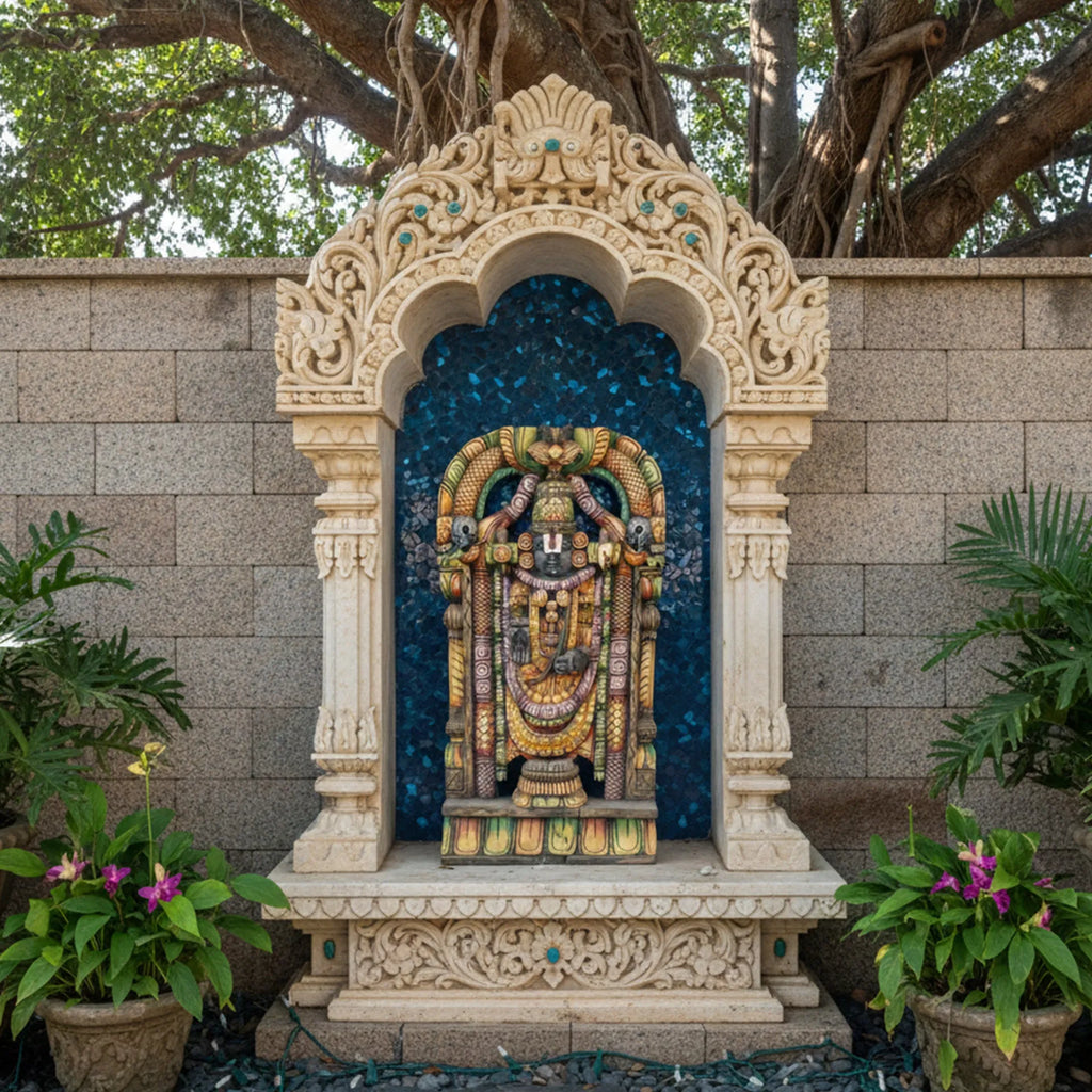 Wood sculpture Madhavamala - Tirupati Balaji - Multicolor Finish