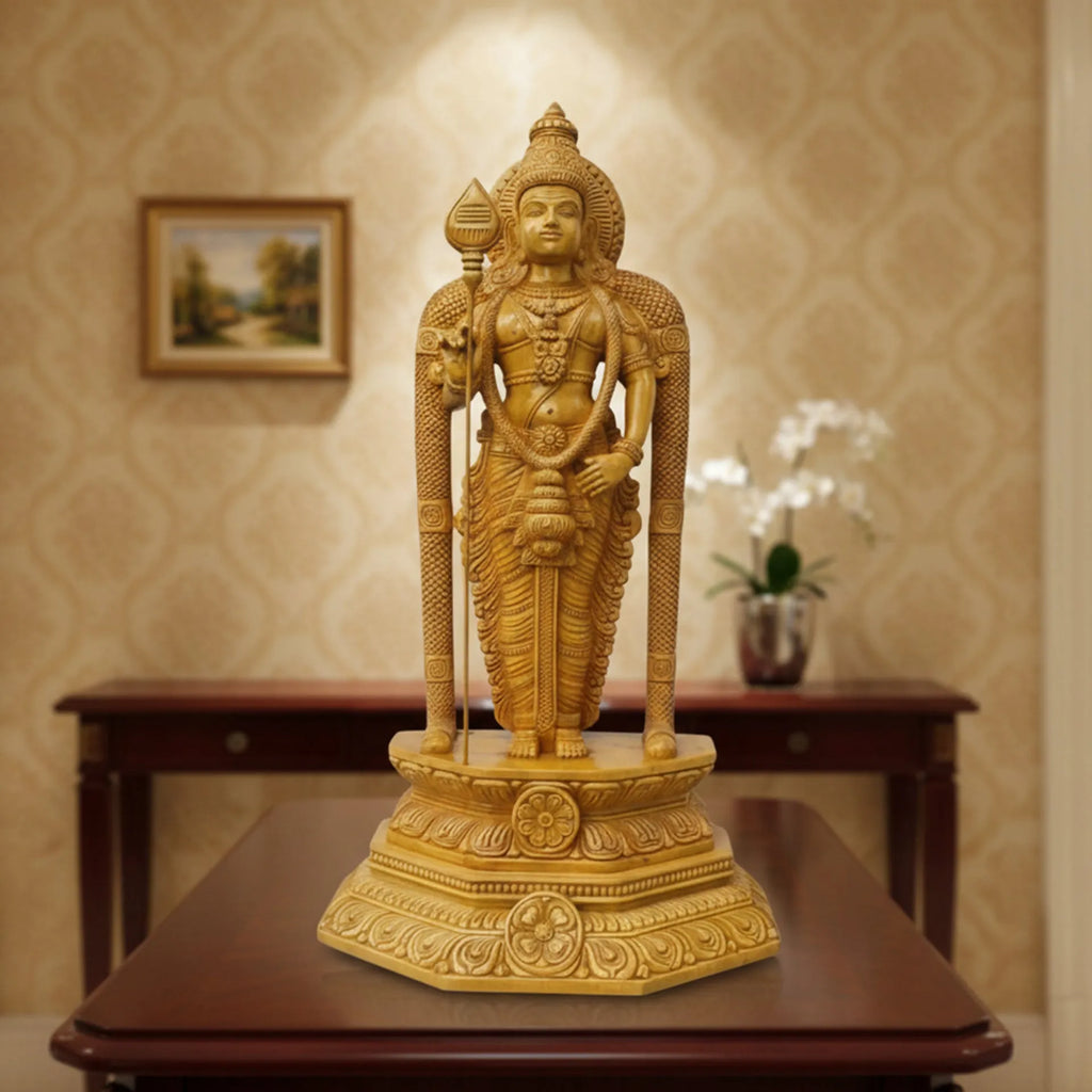 Wood sculpture Madhavamala -  Lord Kartikeya / Lord Murugan