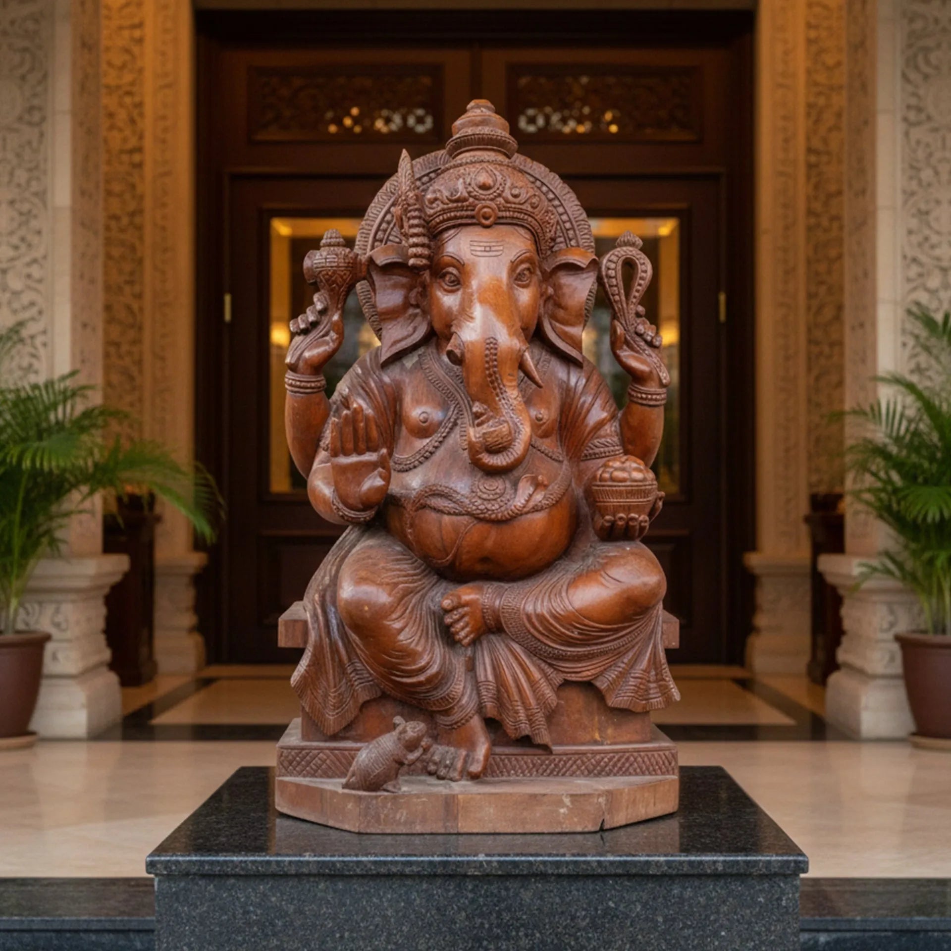 Wood sculpture Madhavamala - Ganesha