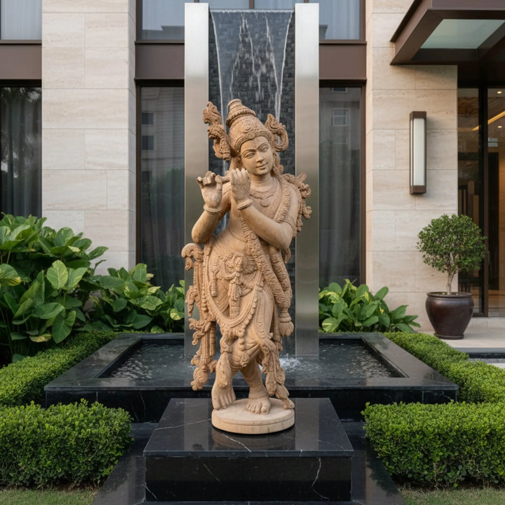Wood sculpture Madhavamala - Link Krishna