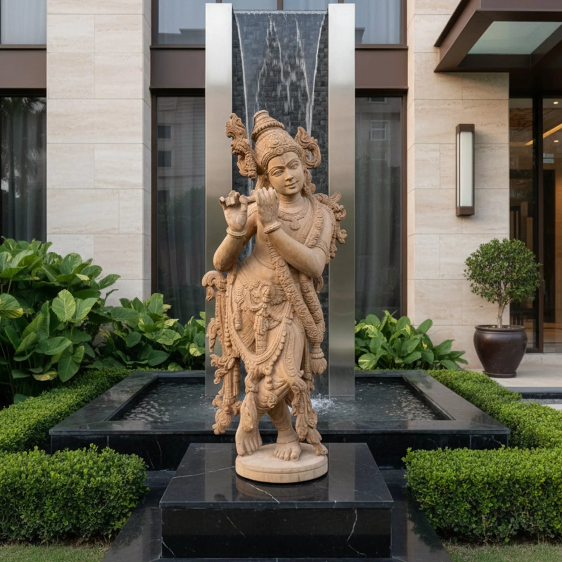 Wood sculpture Madhavamala - Link Krishna