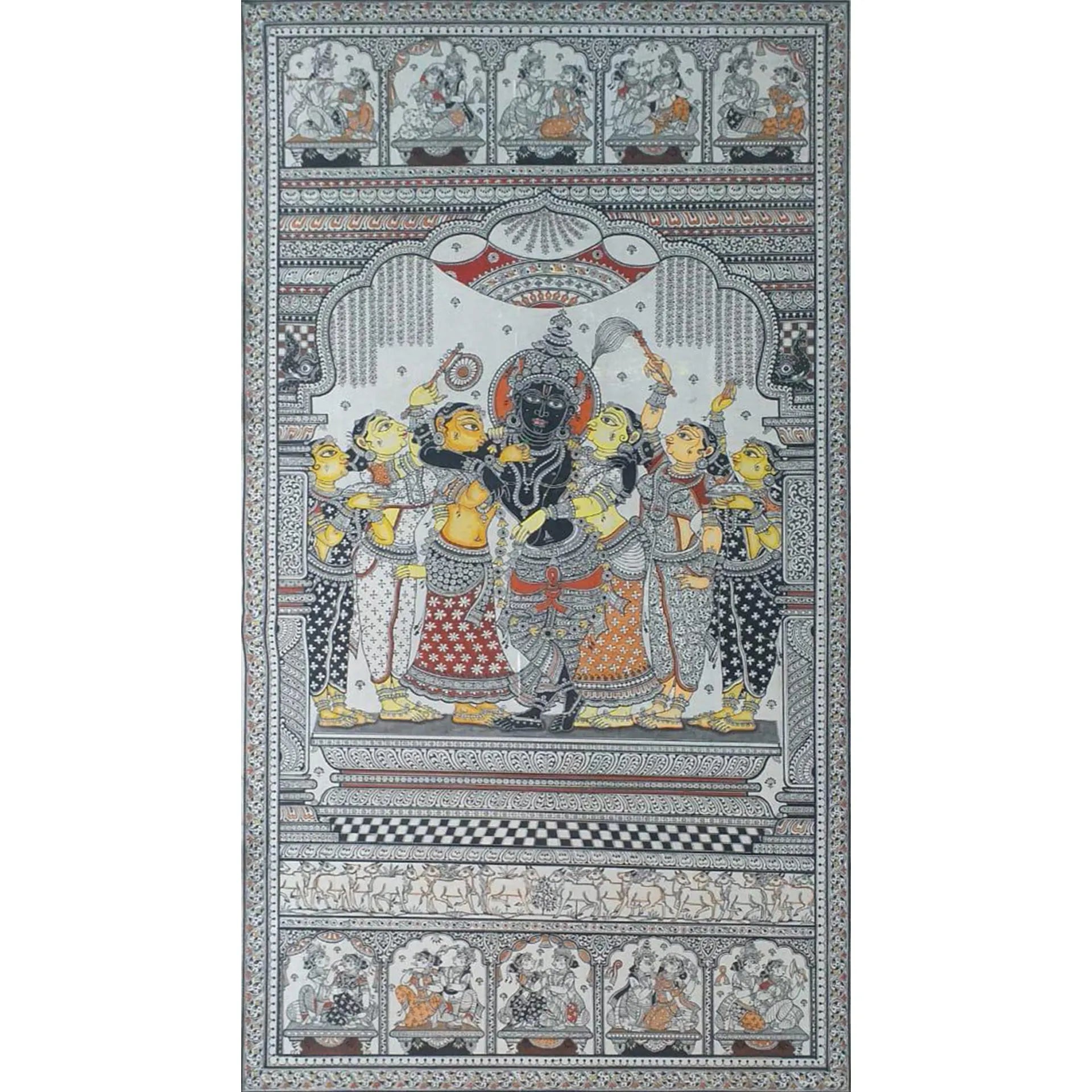 Orissa Pattachitra - Shree Krishna Raas Leela- Maan bhanjan