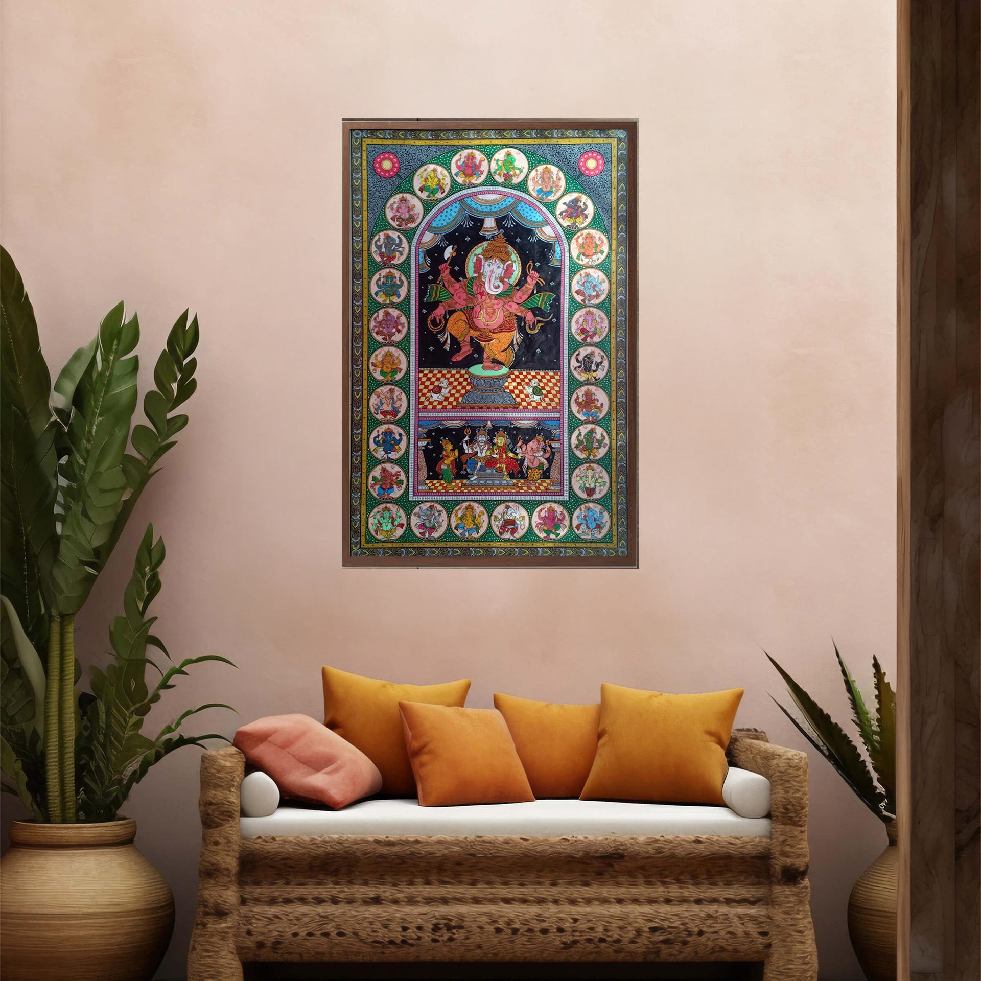 Orissa Pattachitra - Ganesha and Shiv Parivar