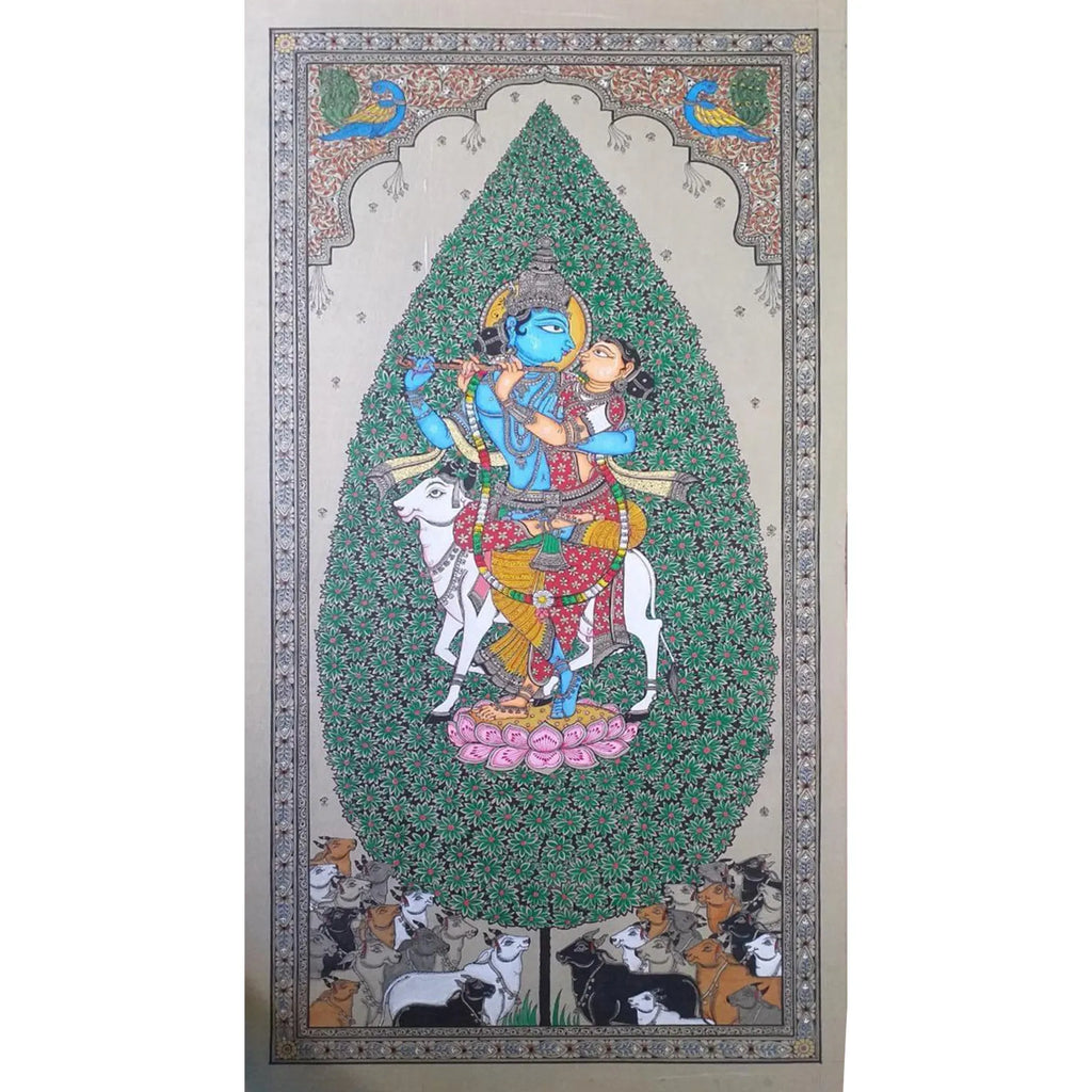Orissa Pattachitra - Tree of life with Radha Krisha