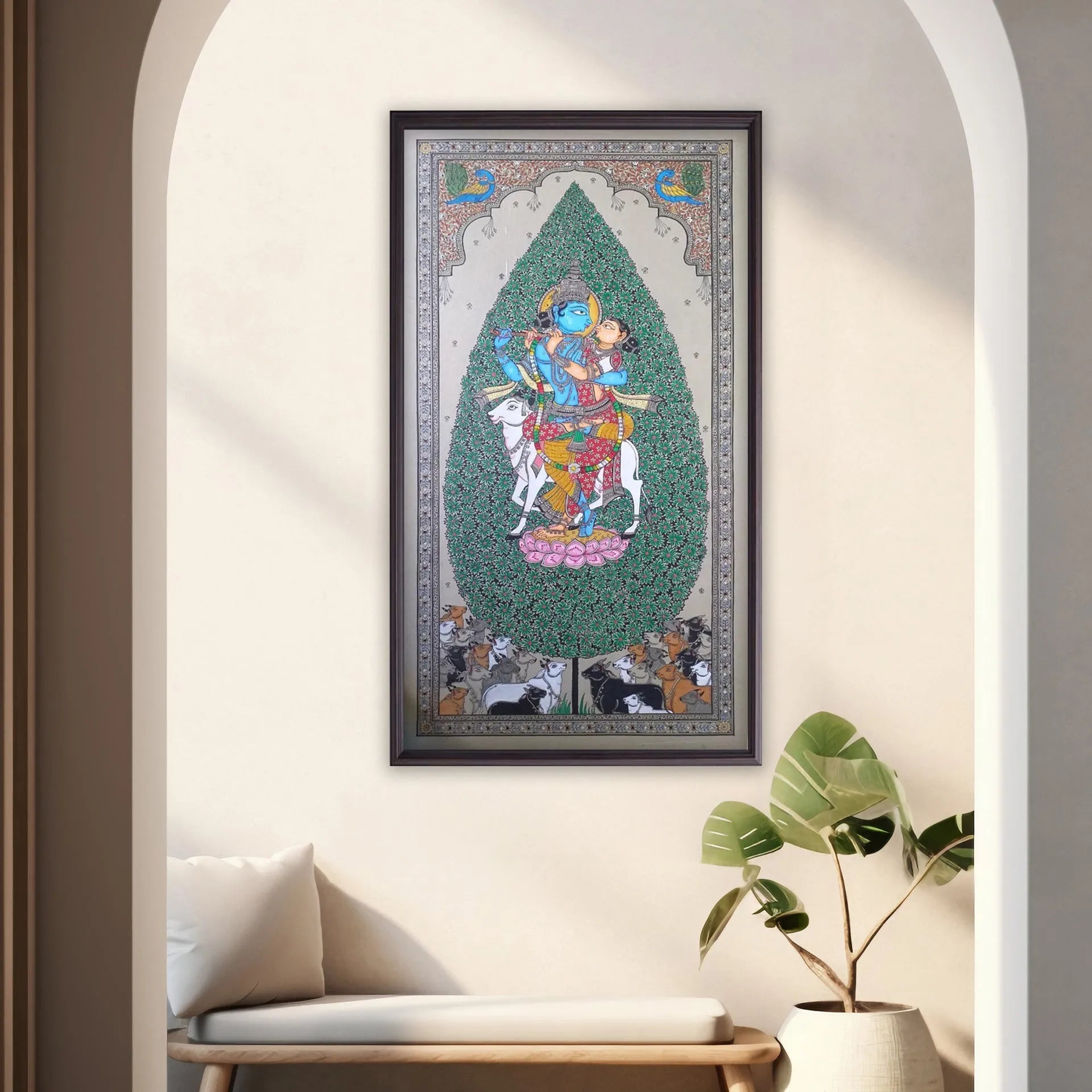Orissa Pattachitra - Tree of life with Radha Krisha