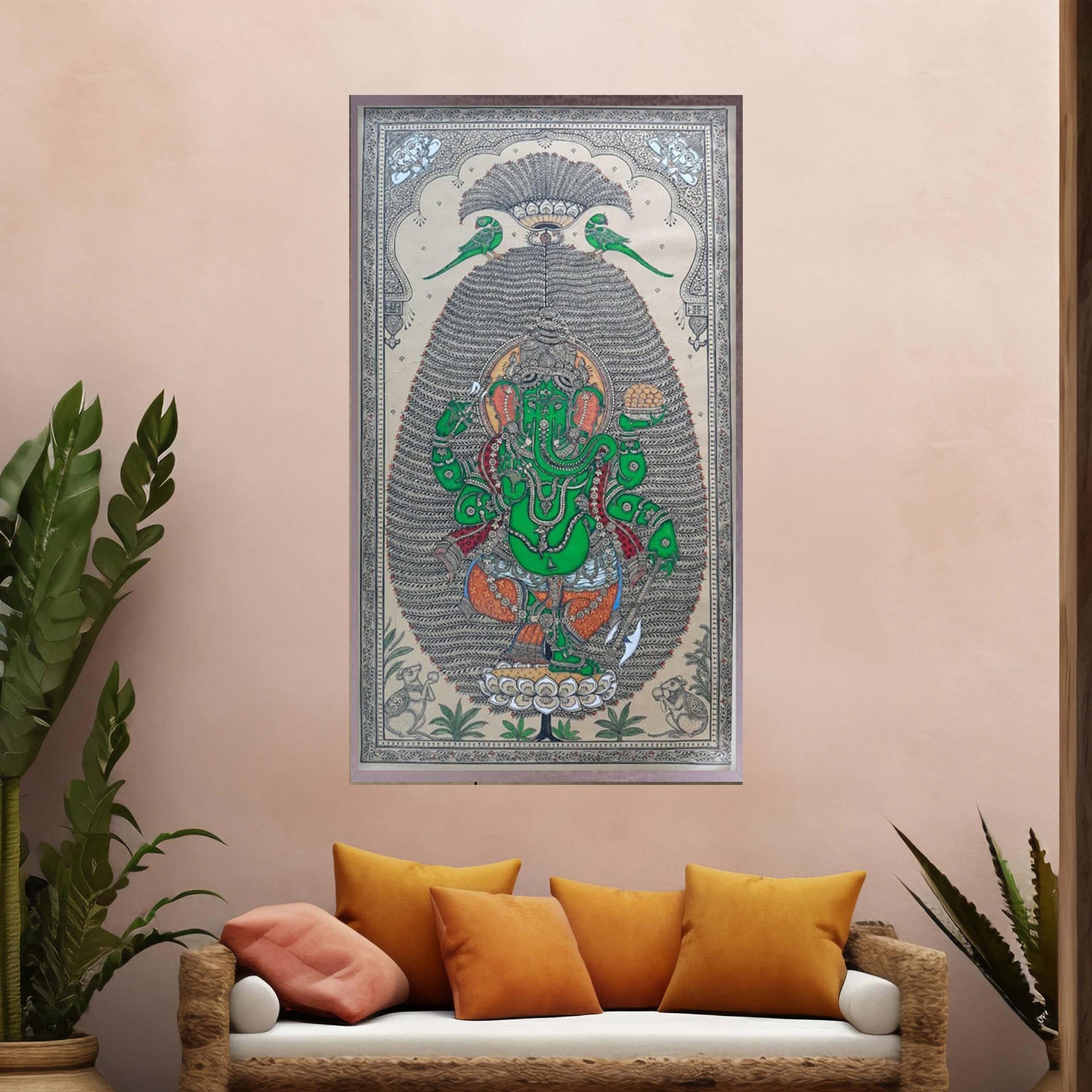Orissa Pattachitra - Tree of life with Ganesha