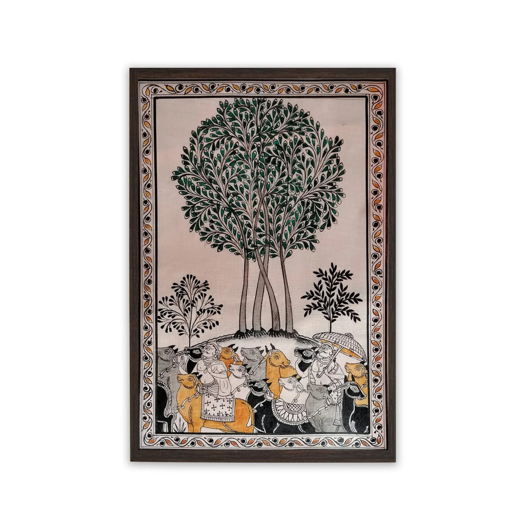 Orissa Pattachitra - Tree of life with Cow