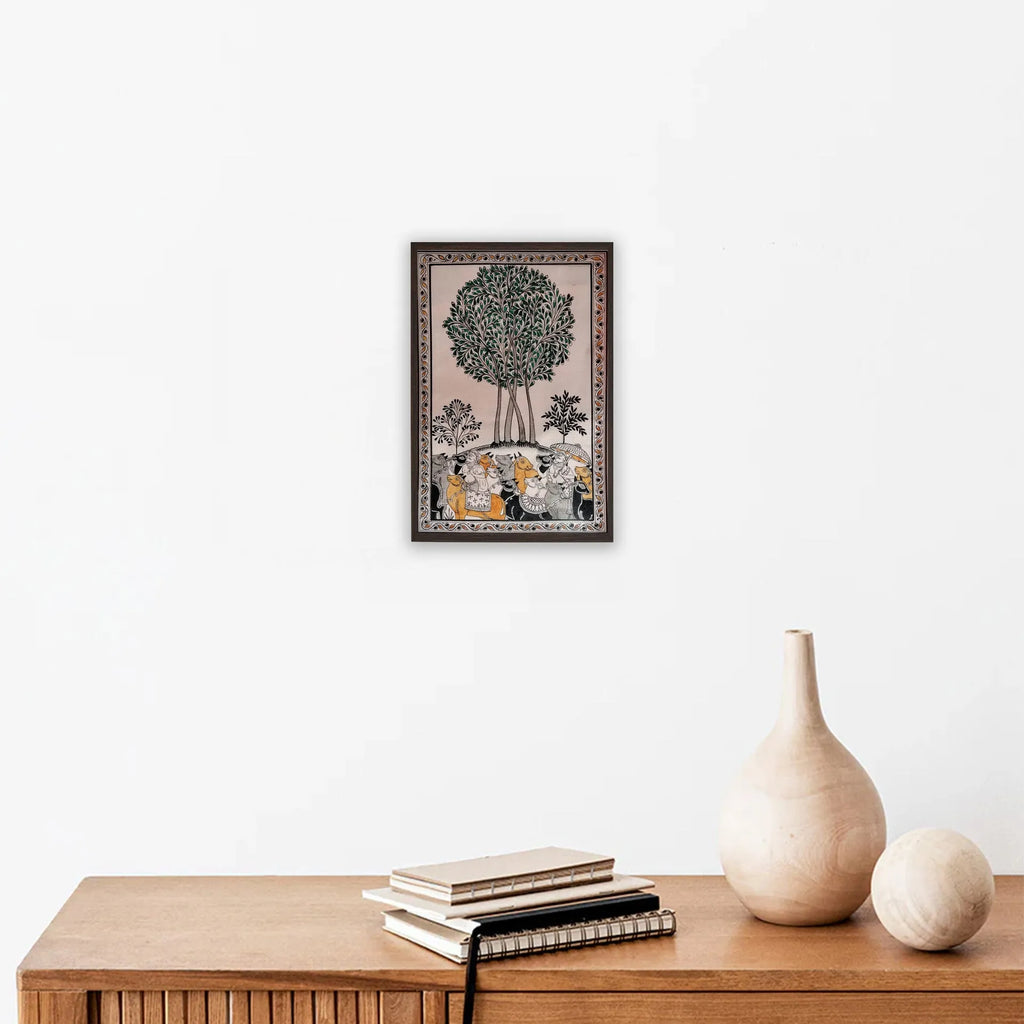 Orissa Pattachitra - Tree of life with Cow