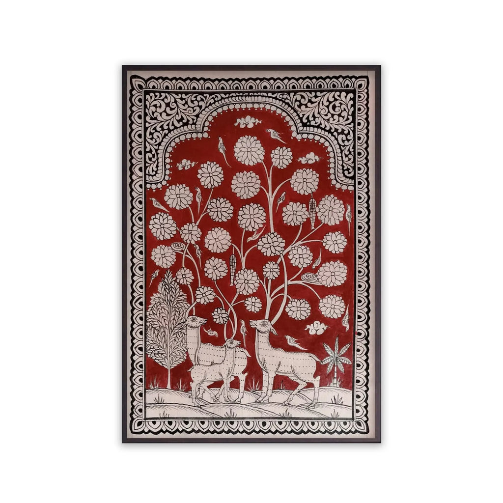 Orissa Pattachitra - Tree of life with deer