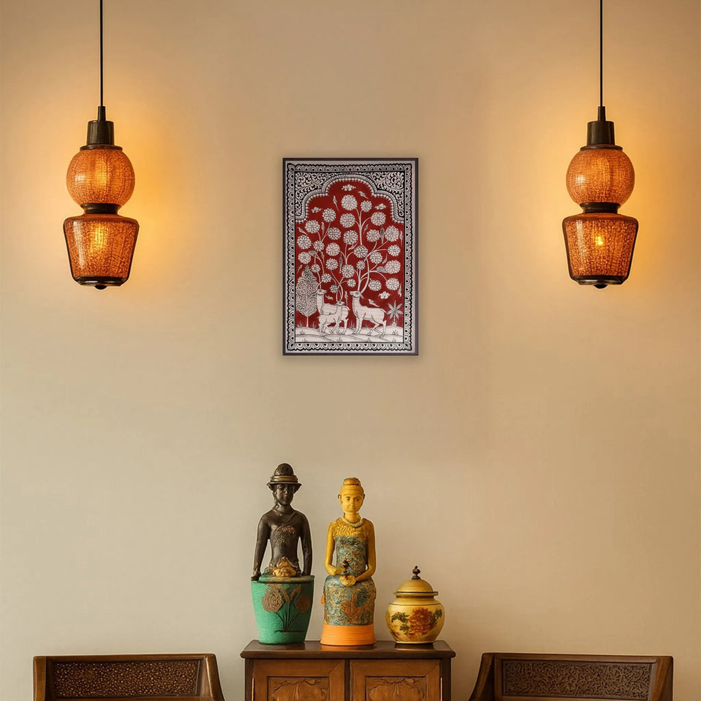 Orissa Pattachitra - Tree of life with deer