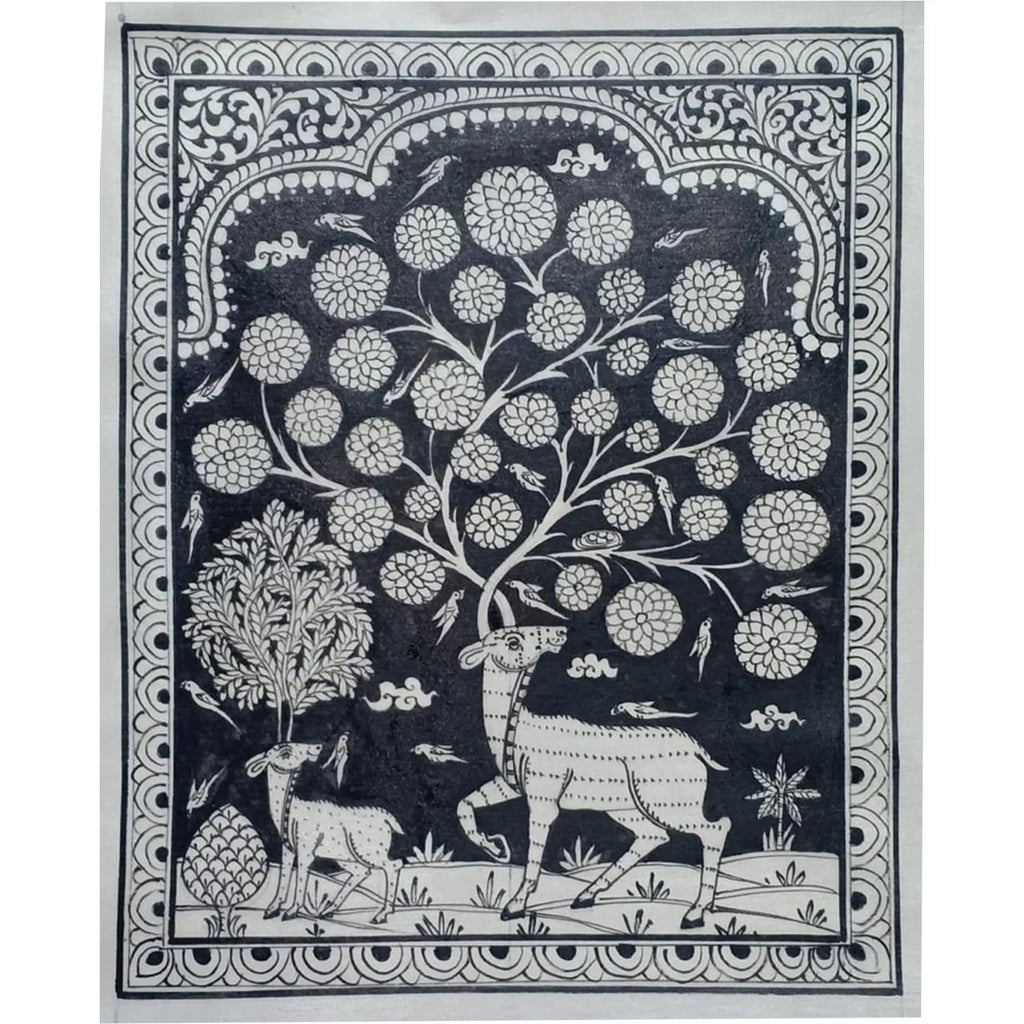 Orissa Pattachitra - Tree of life with deer