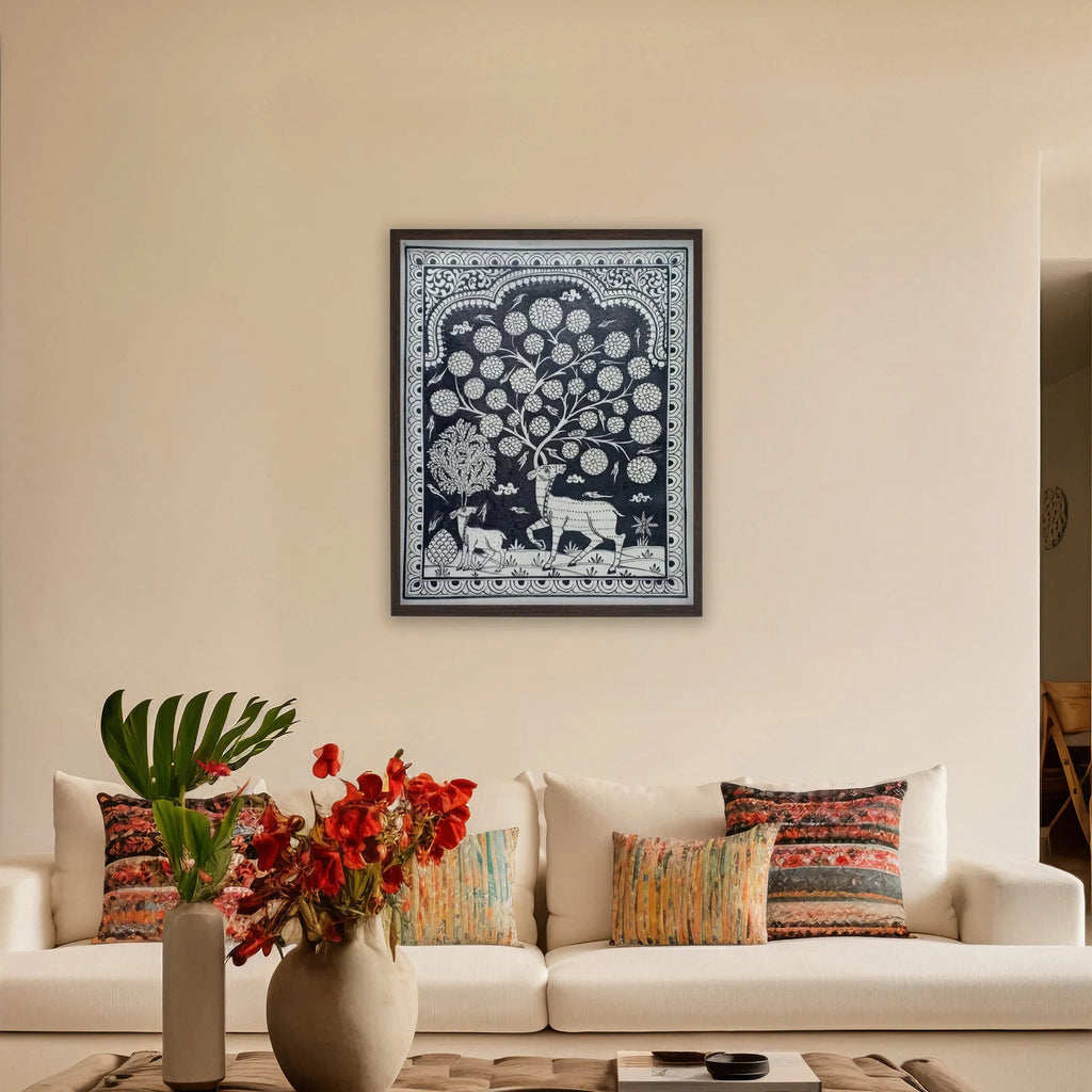 Orissa Pattachitra - Tree of life with deer
