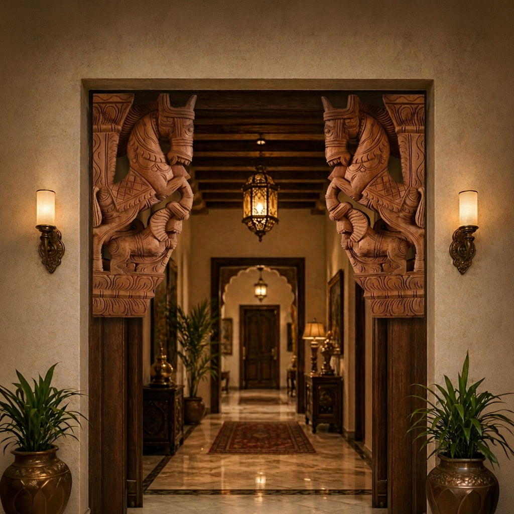 Madhavamala - Twin Horse Brackets Set of Two