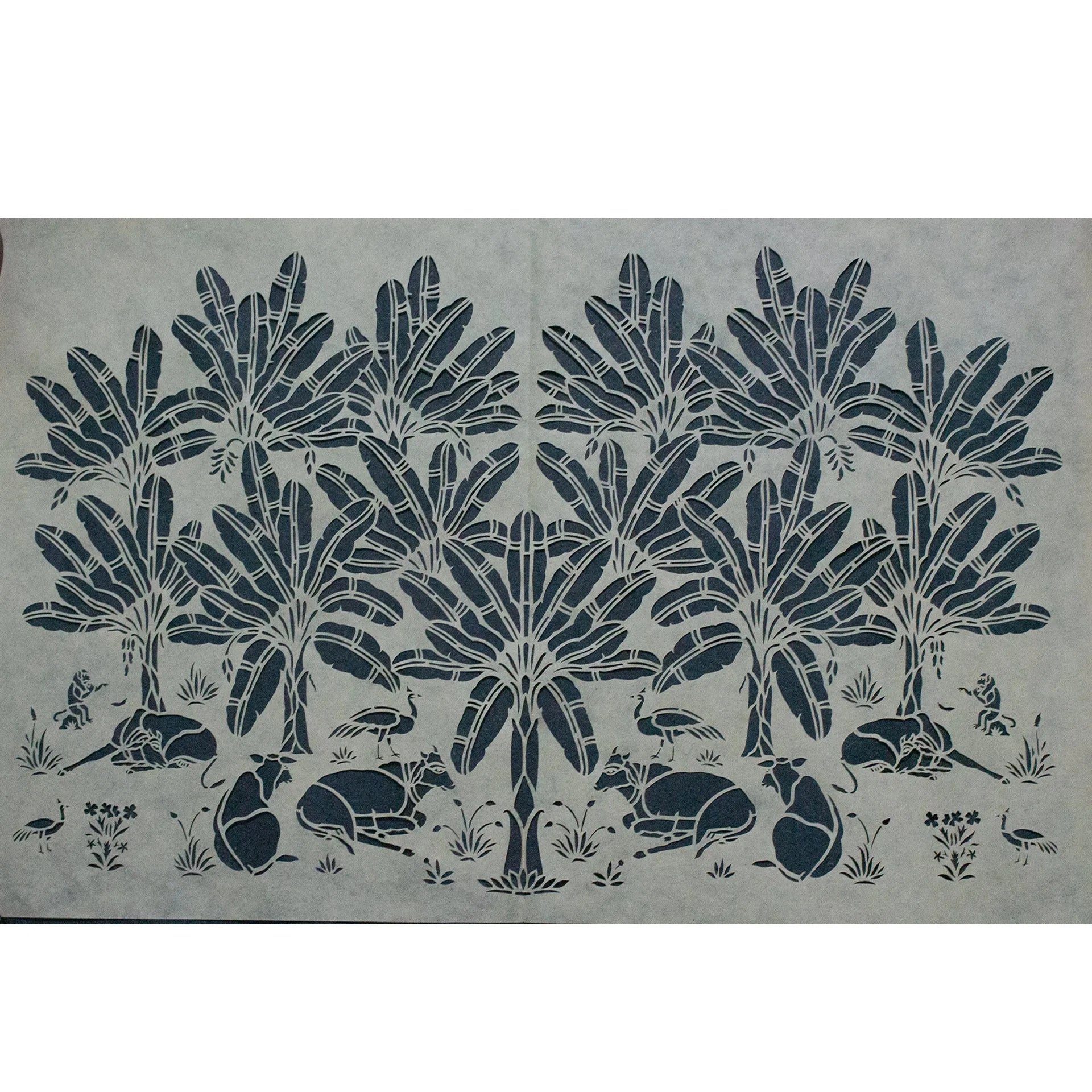 Sanjhi Art - Cows resting under the holy banana trees