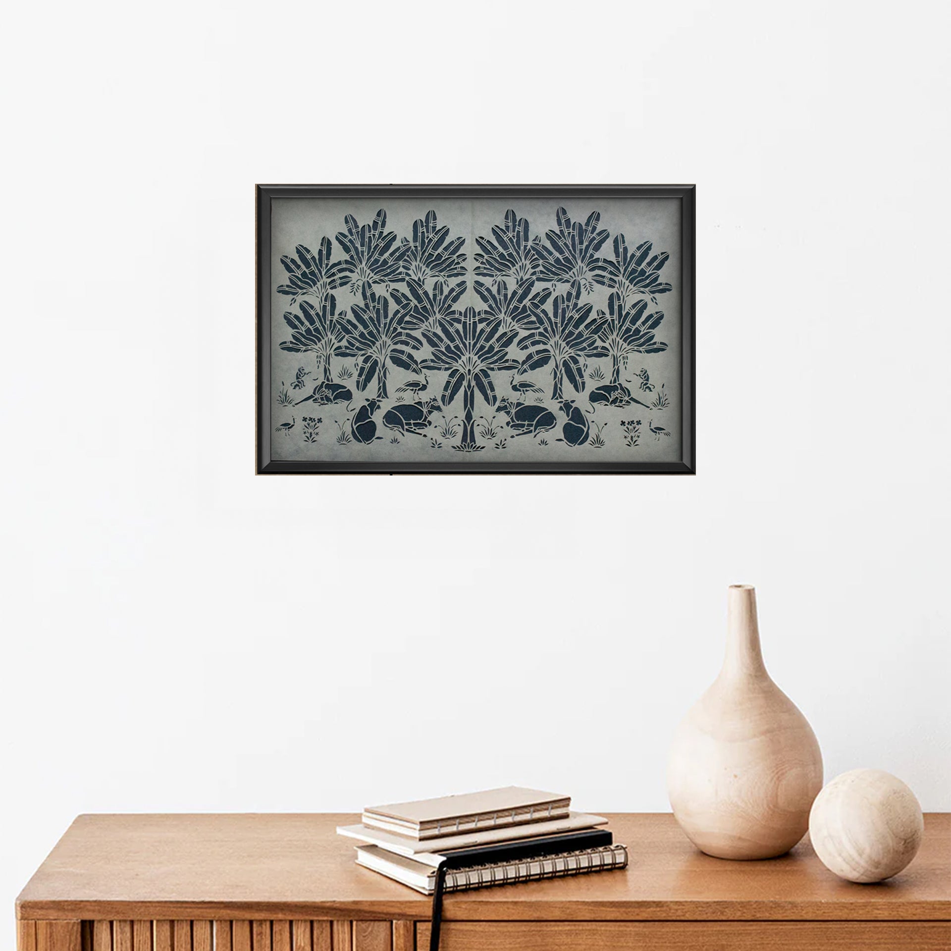 Sanjhi Art - Cows resting under the holy banana trees