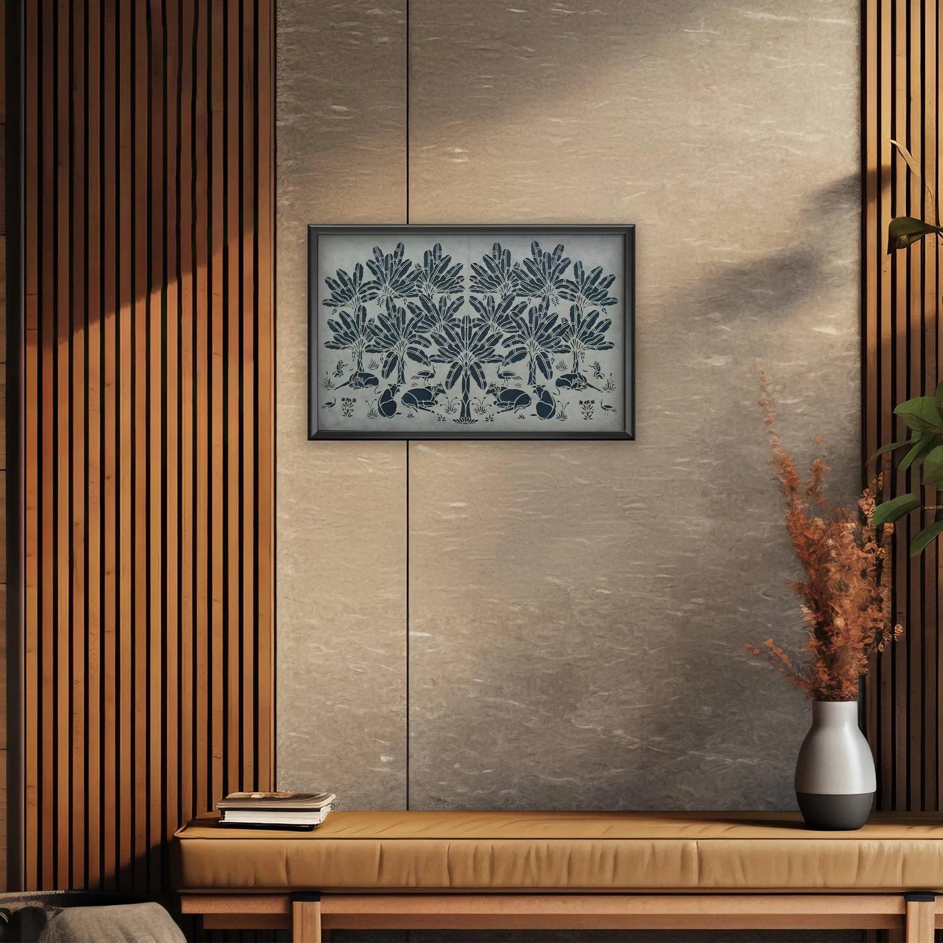 Sanjhi Art - Cows resting under the holy banana trees