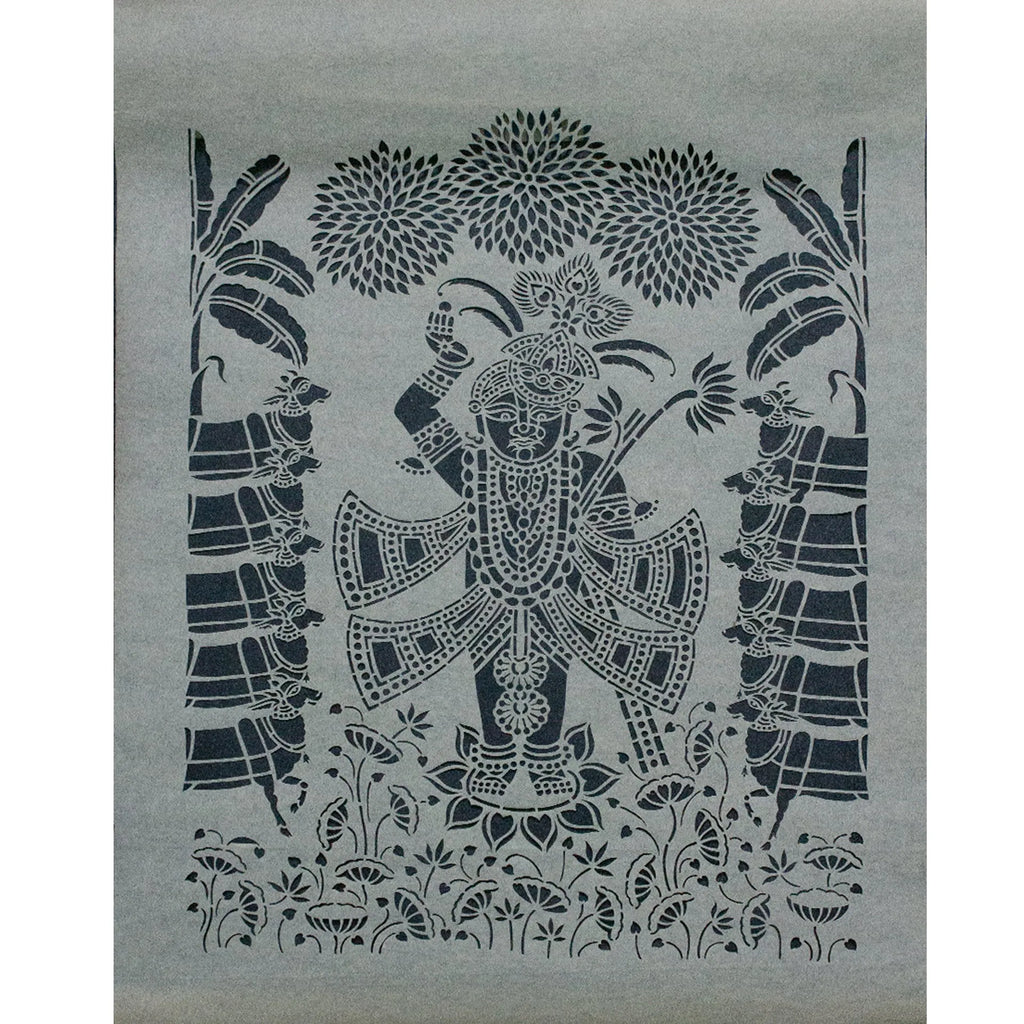 Sanjhi Art - Srinath ji on lotus flowers
