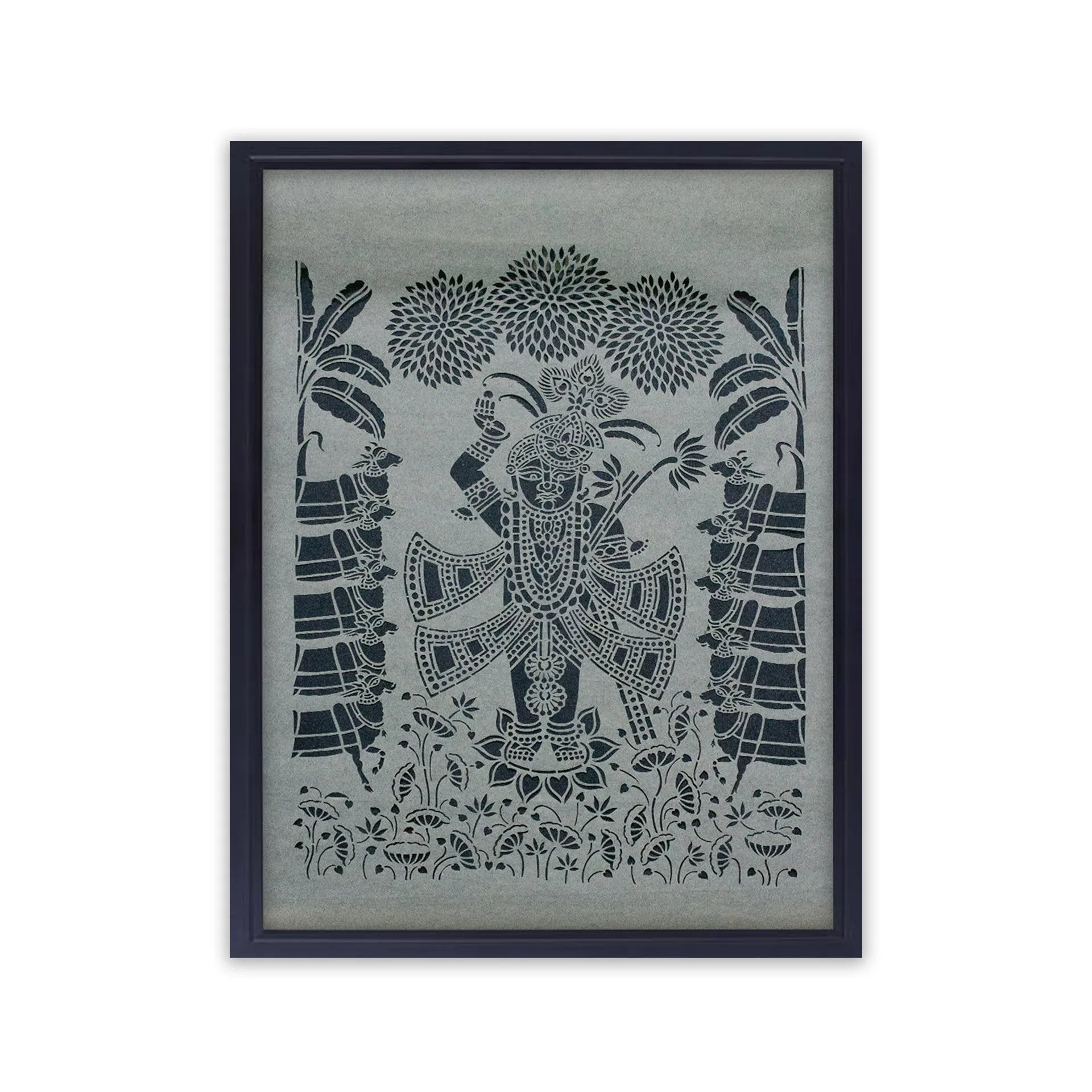 Sanjhi Art - Srinath ji on lotus flowers