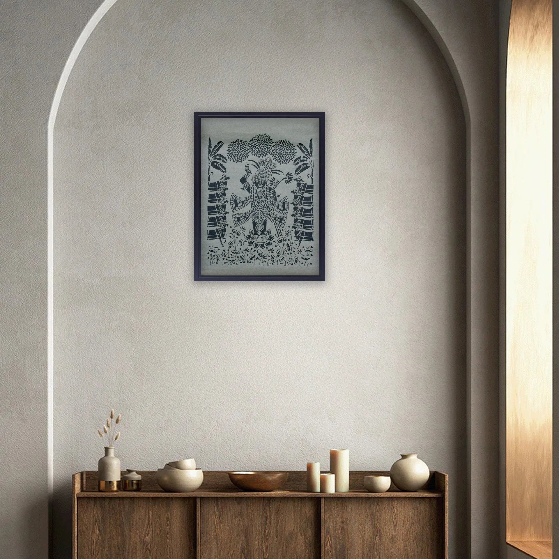 Sanjhi Art - Srinath ji on lotus flowers