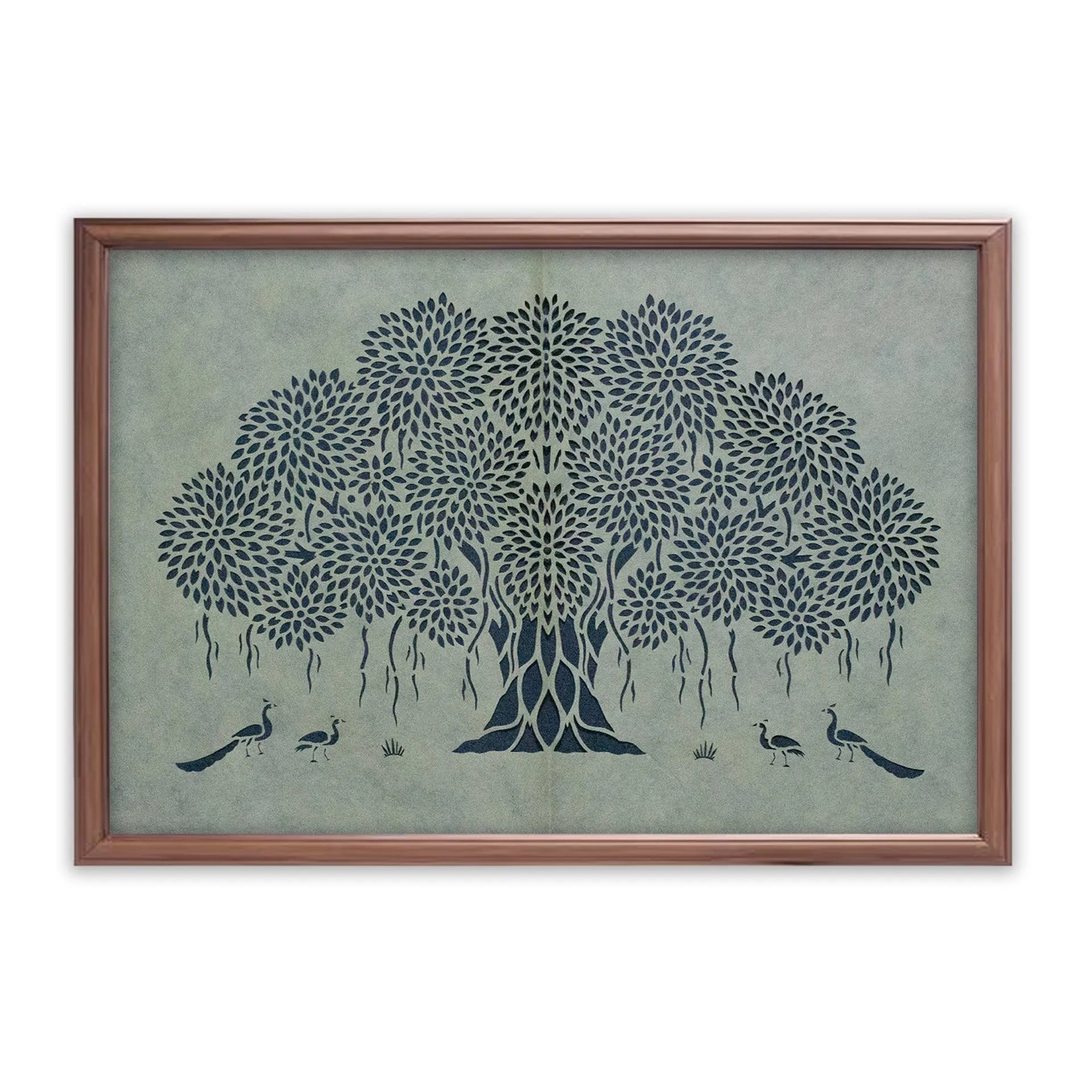 Sanjhi Art - Peacocks under babyan tree