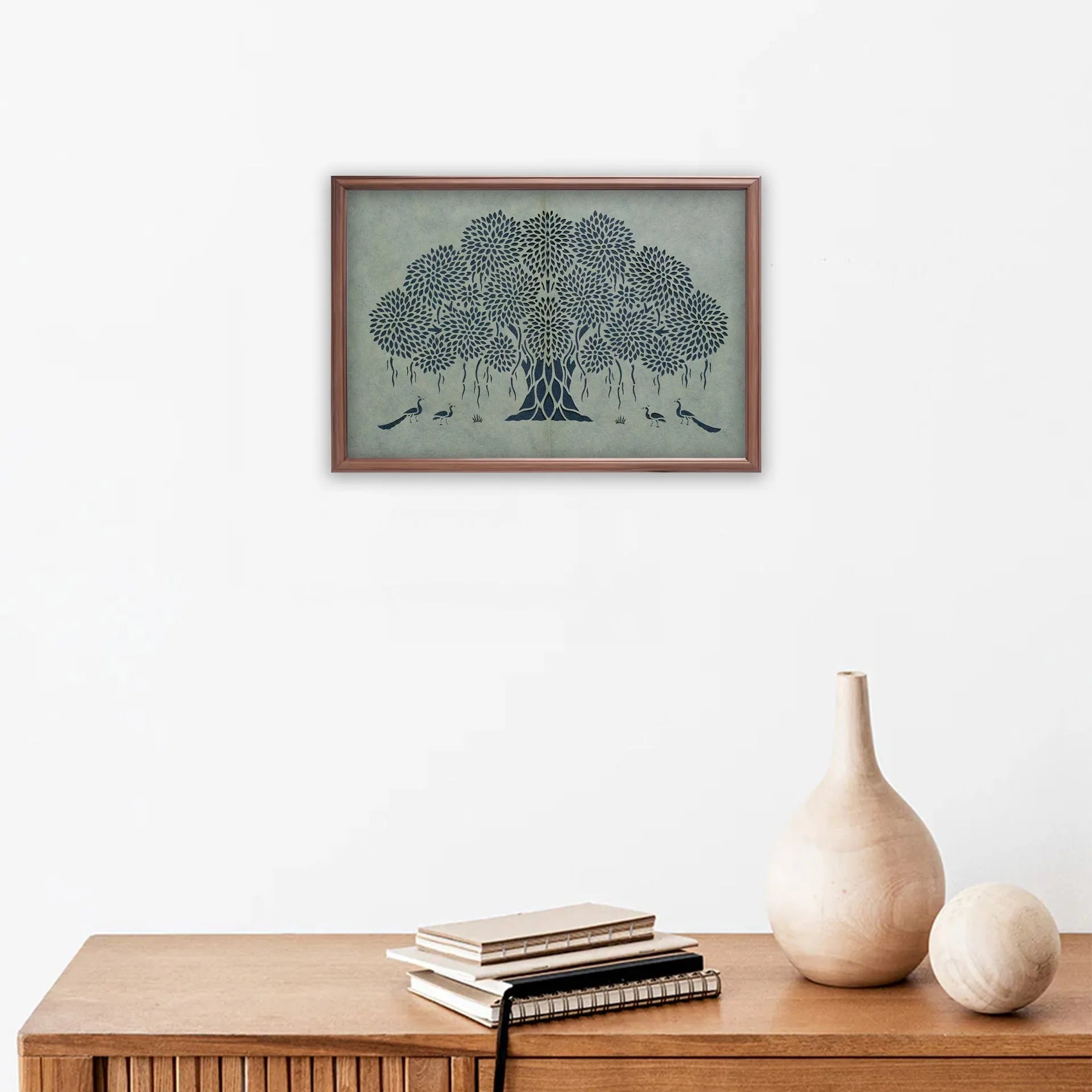Sanjhi Art - Peacocks under babyan tree