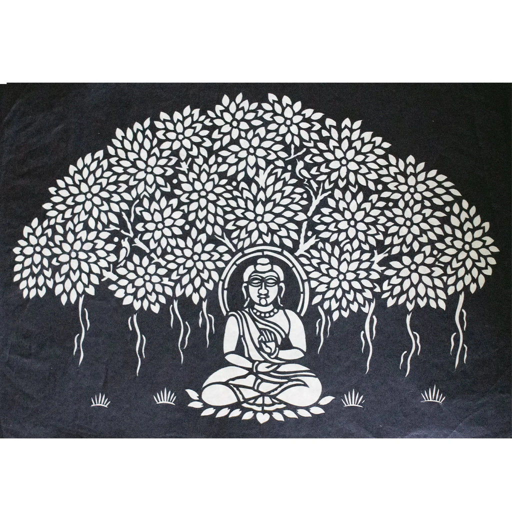 Sanjhi Art - Buddha under banyan tree