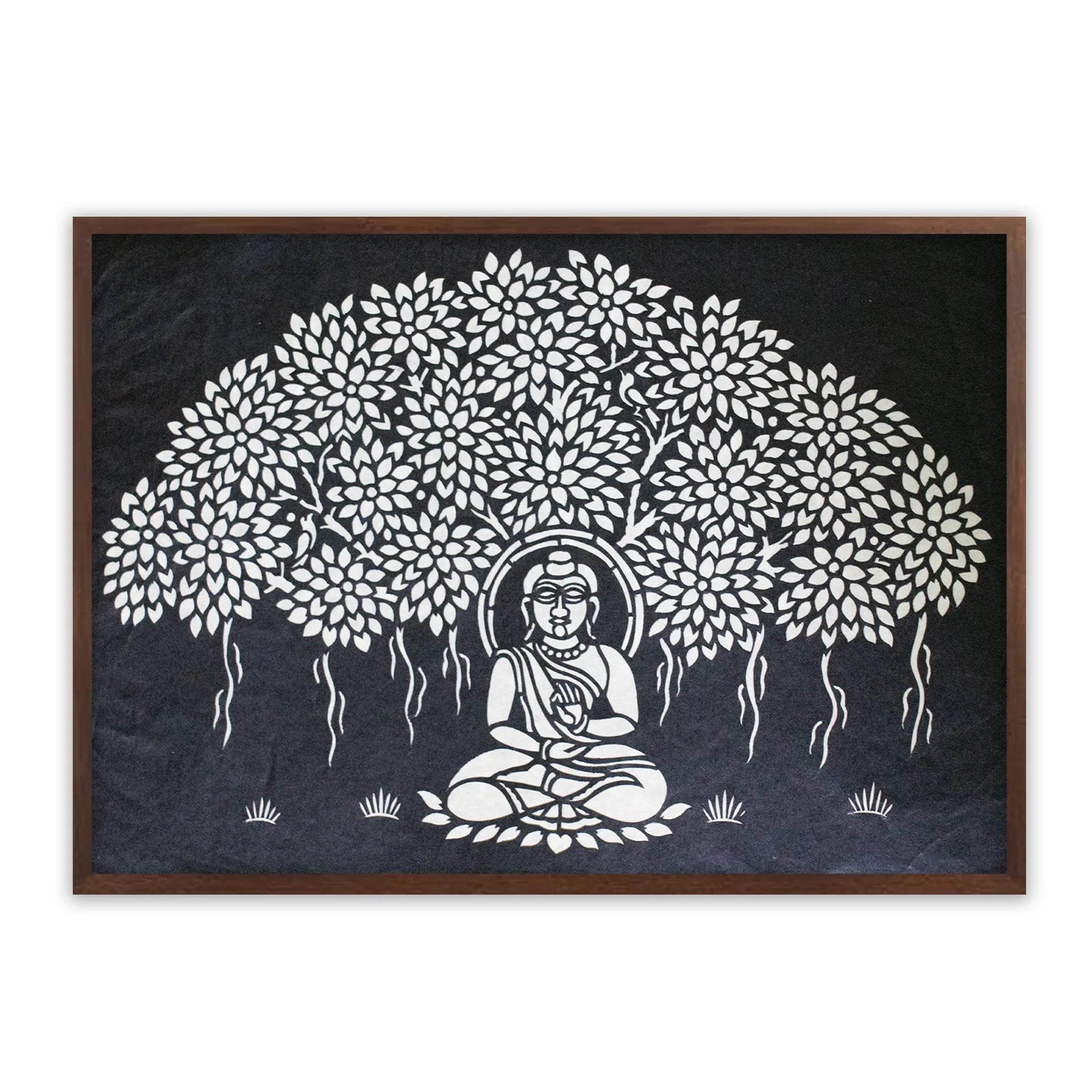 Sanjhi Art - Buddha under banyan tree