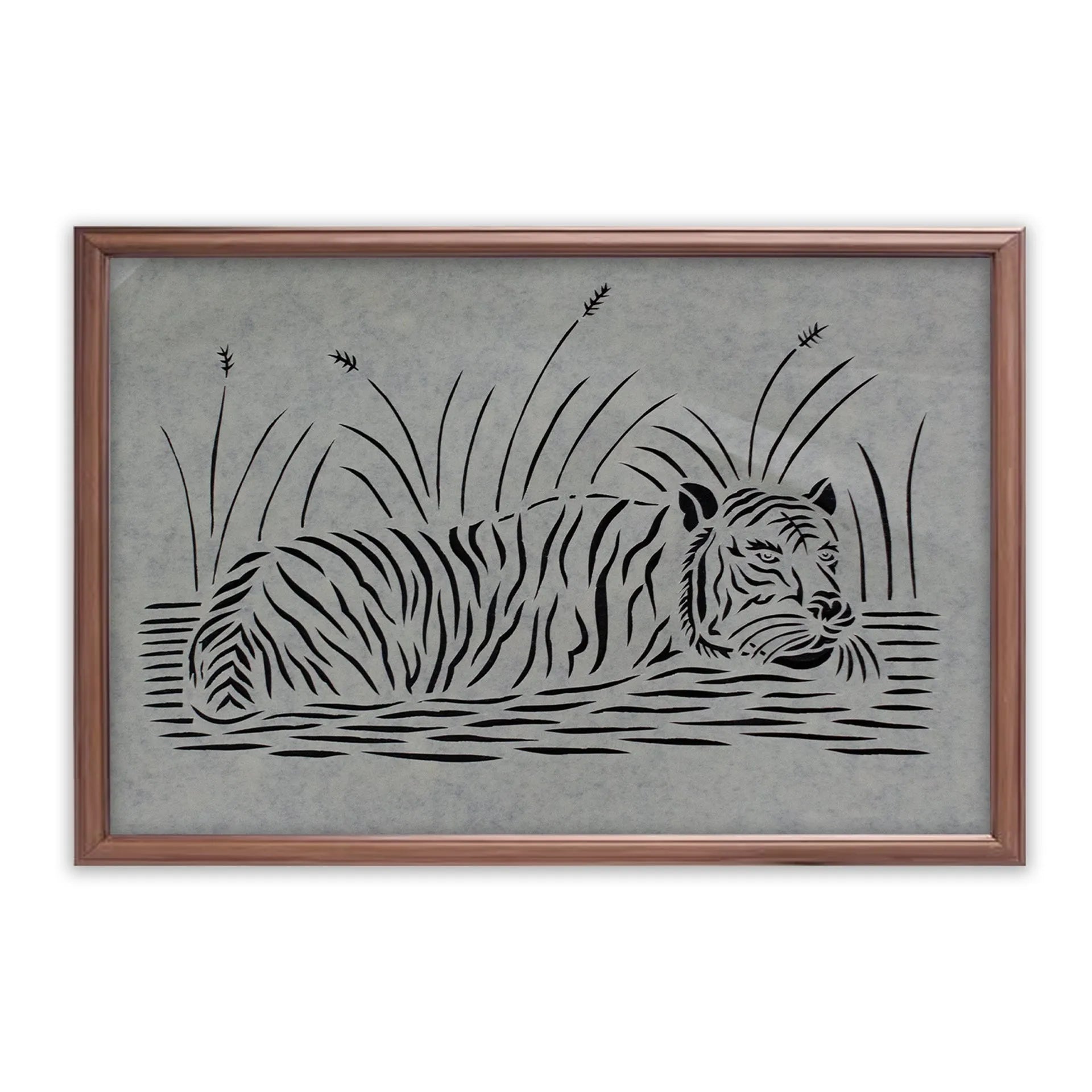 Sanjhi Art - Tiger in the water