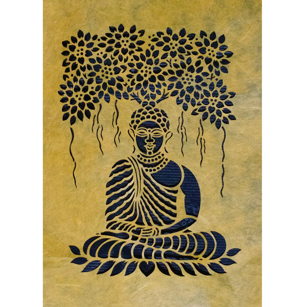 Sanjhi Art - Buddha under banyan tree
