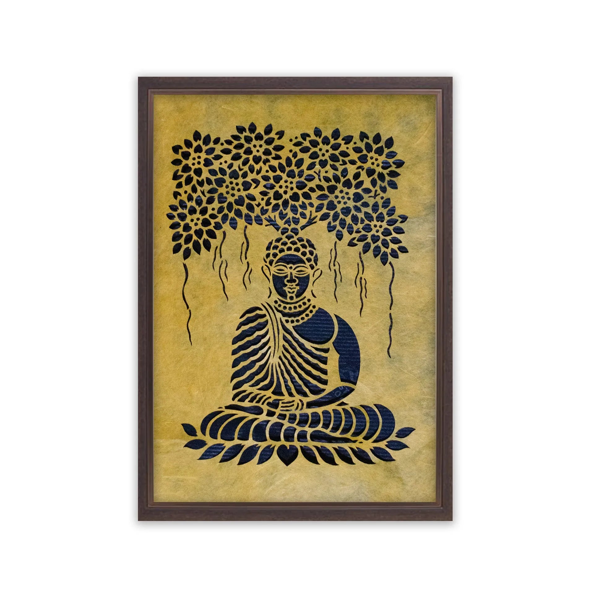 Sanjhi Art - Buddha under banyan tree